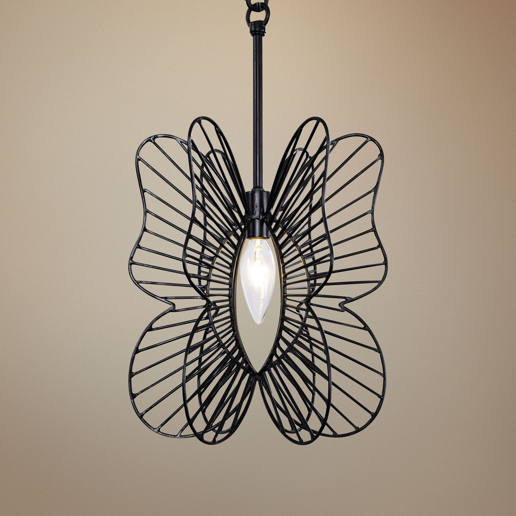 Varaluz Monarch 9" Wide Black Butterfly Mini Pendant Light