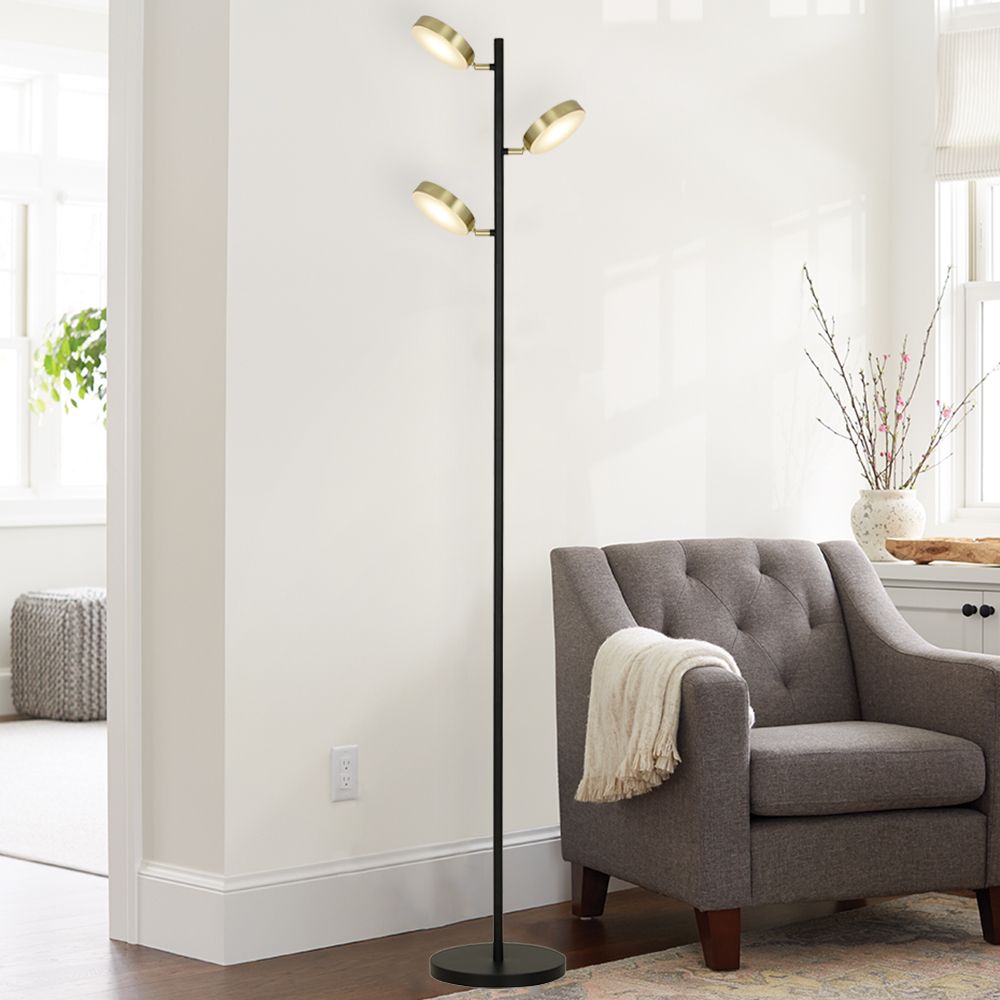 Matte Black Adjustable LED Track Tree Floor Lamp
