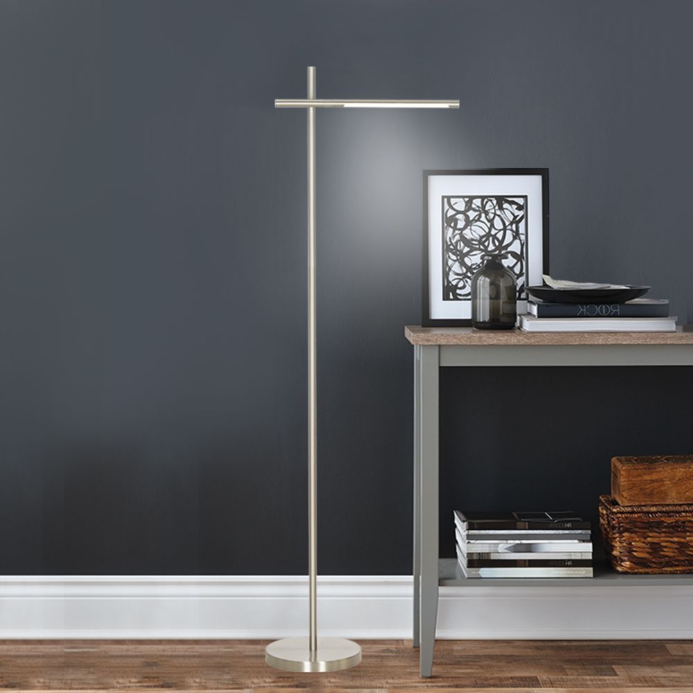 Brushed Nickel Adjustable Rectangle Shade LED Floor Lamp