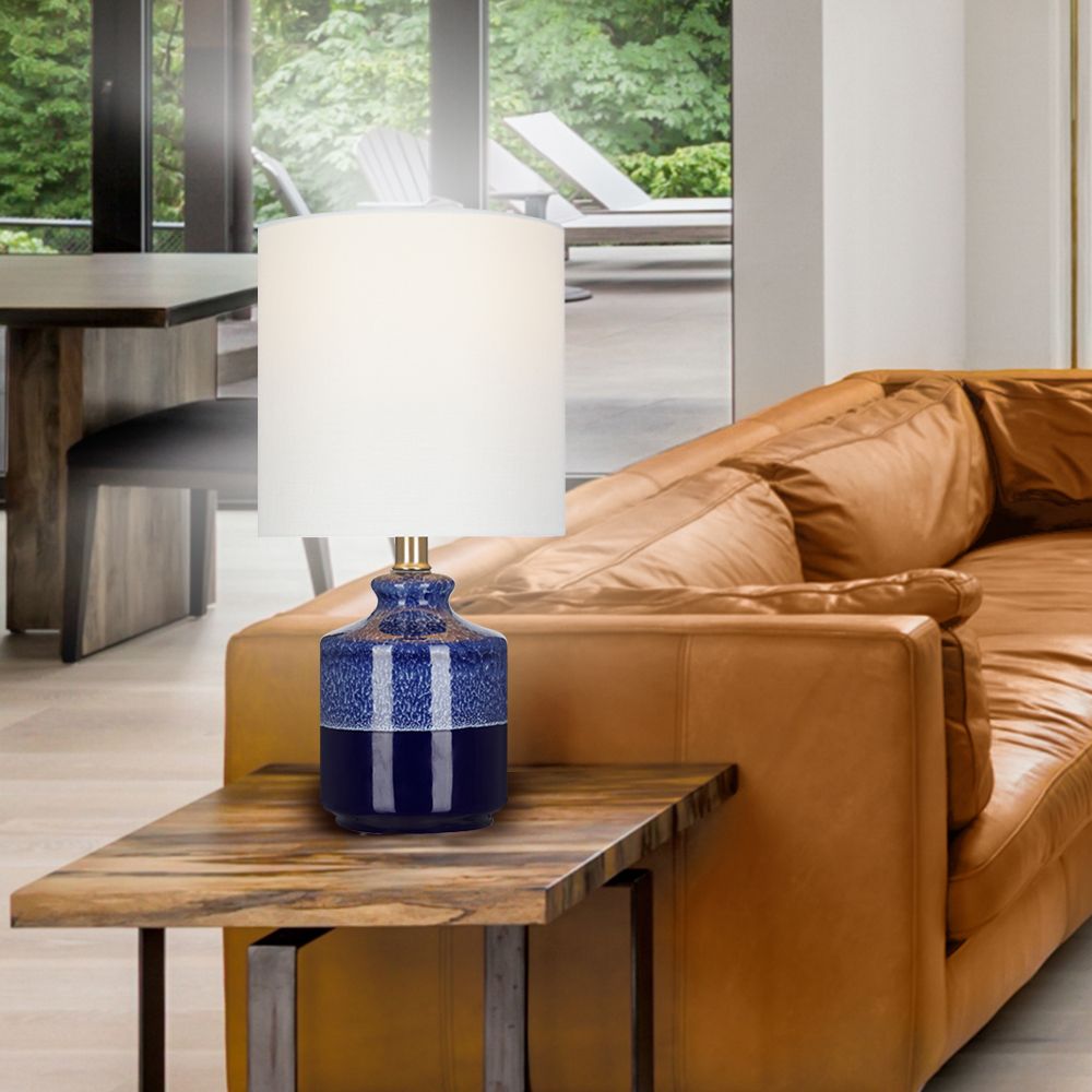 Blue Ceramic 15" High LED Accent Table Lamp