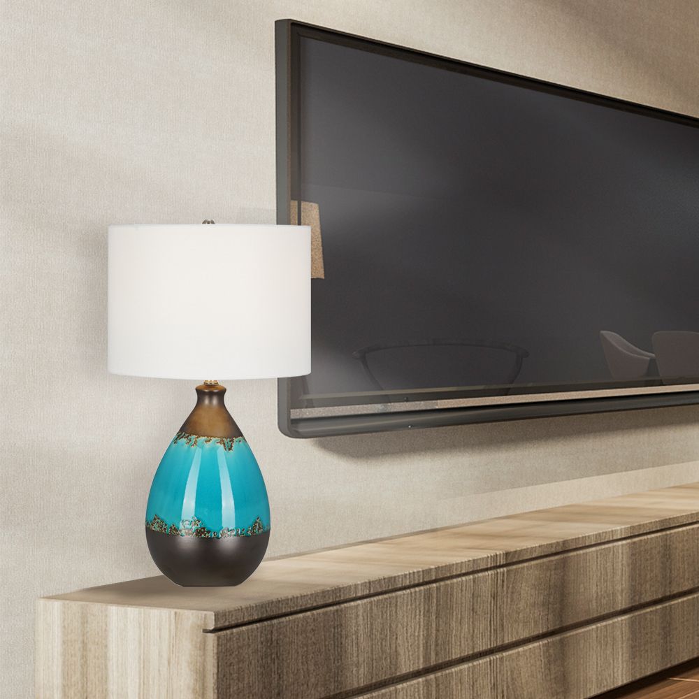 Dual-Toned Glazed Ceramic Jug LED Table Lamp