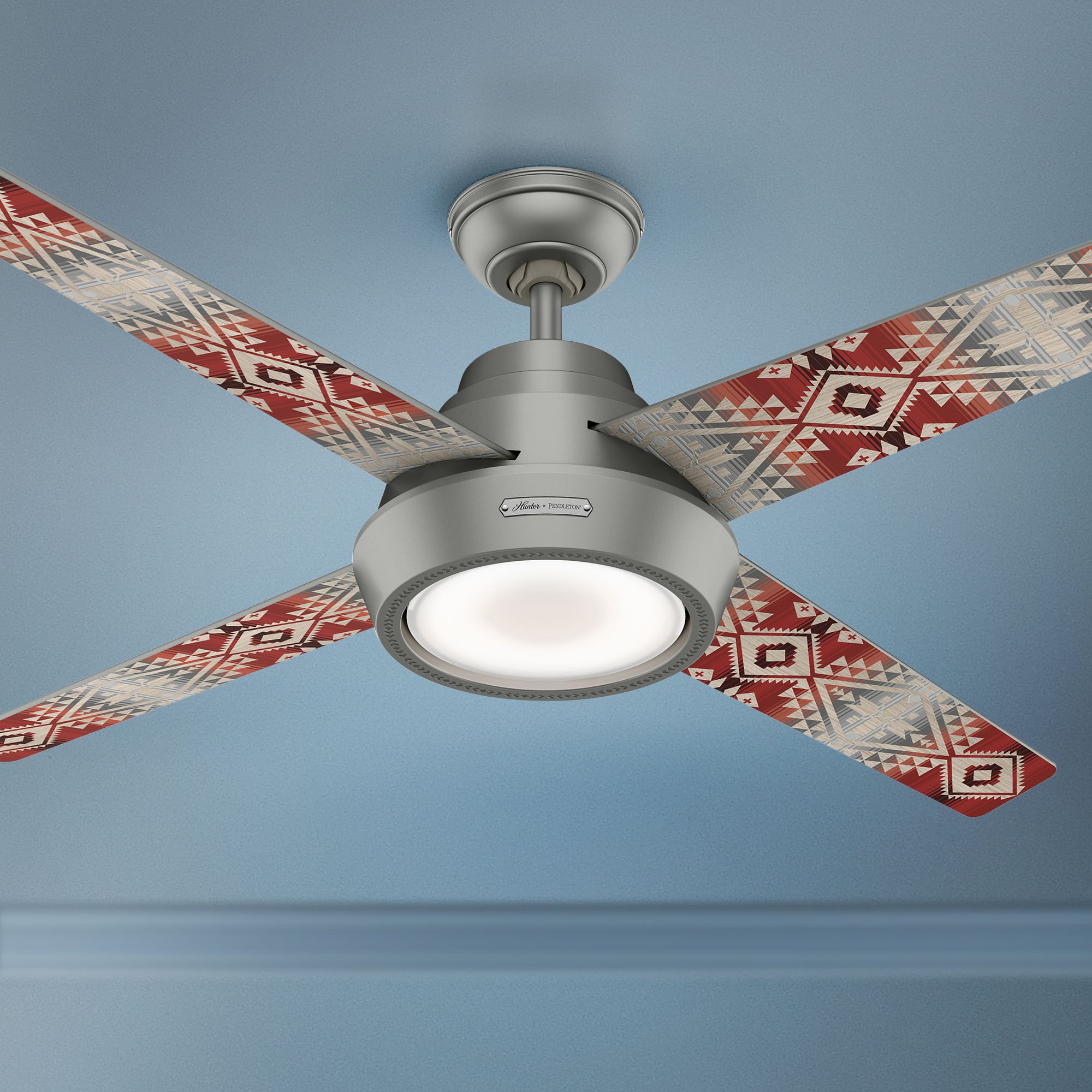 54 Hunter Pendleton Matte Silver Led Ceiling Fan