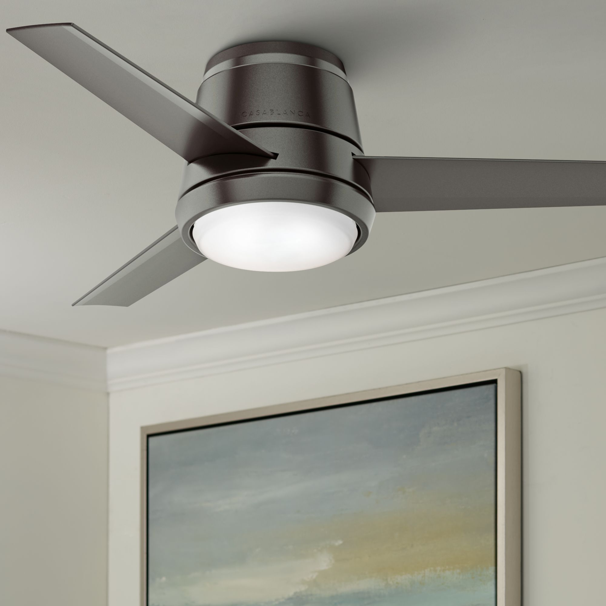 44" Commodus Noble Bronze Hugger LED Ceiling Fan