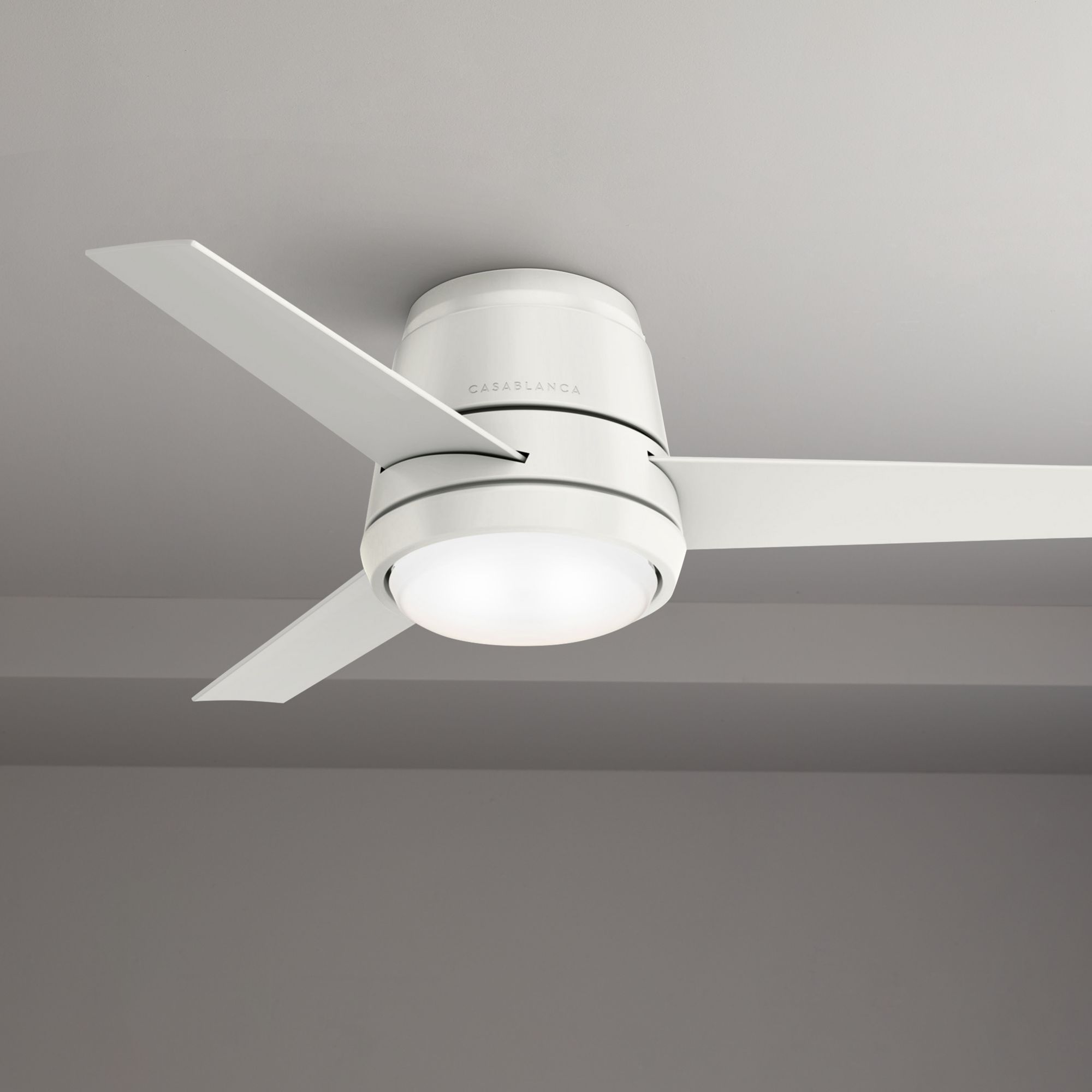 44" Casablanca Commodus Fresh White LED Hugger Fan with Wall Control