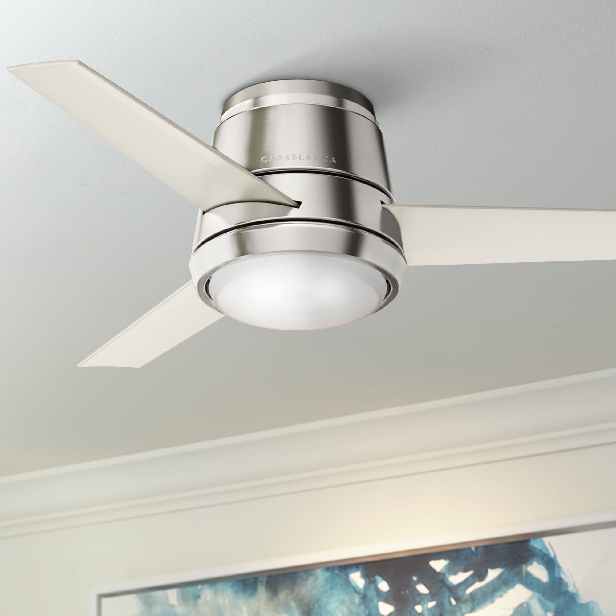 44" Commodus Brushed Nickel LED Hugger Ceiling Fan