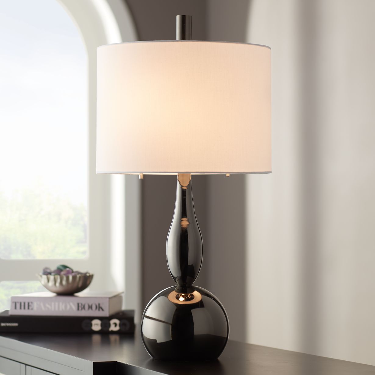 Graham Gunmetal Modern Gourd Table Lamp