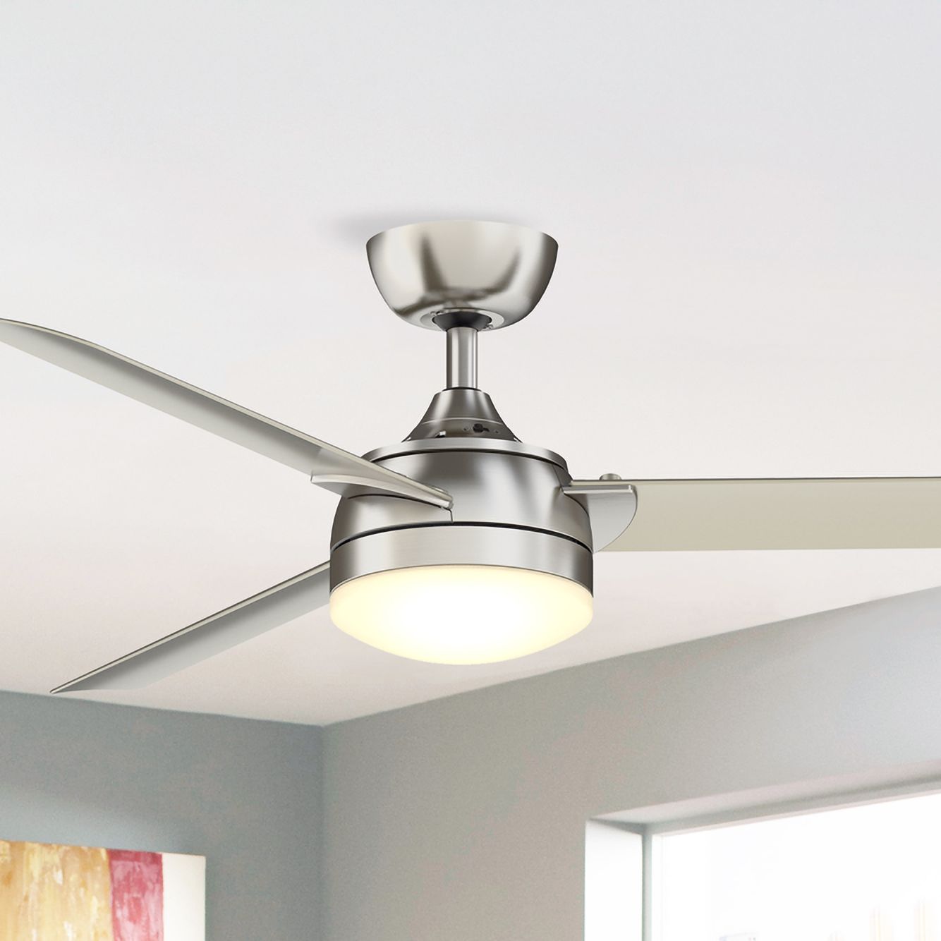 56" Fanimation Xeno Brushed Nickel Damp LED Ceiling Fan
