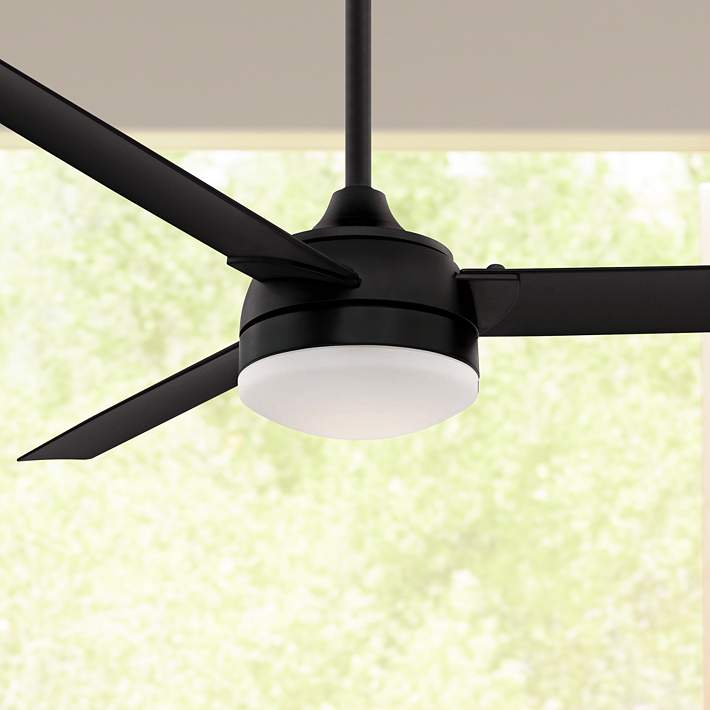 56 Fanimation Xeno Black Wet Rated Led, Outdoor Ceiling Fan With Light And Remote Wet Rated