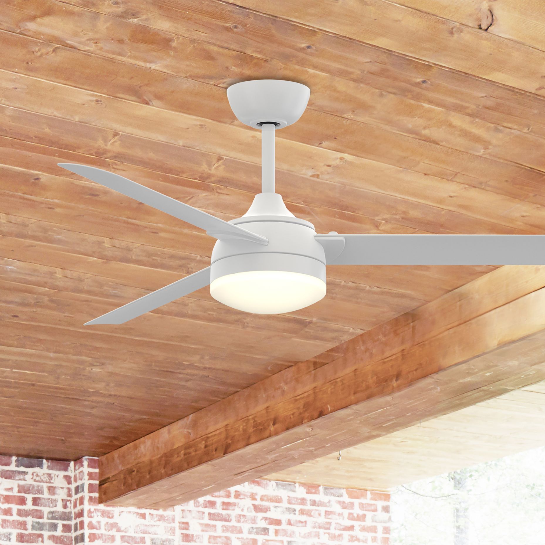 56" Fanimation Xeno Matte White Wet LED Ceiling Fan