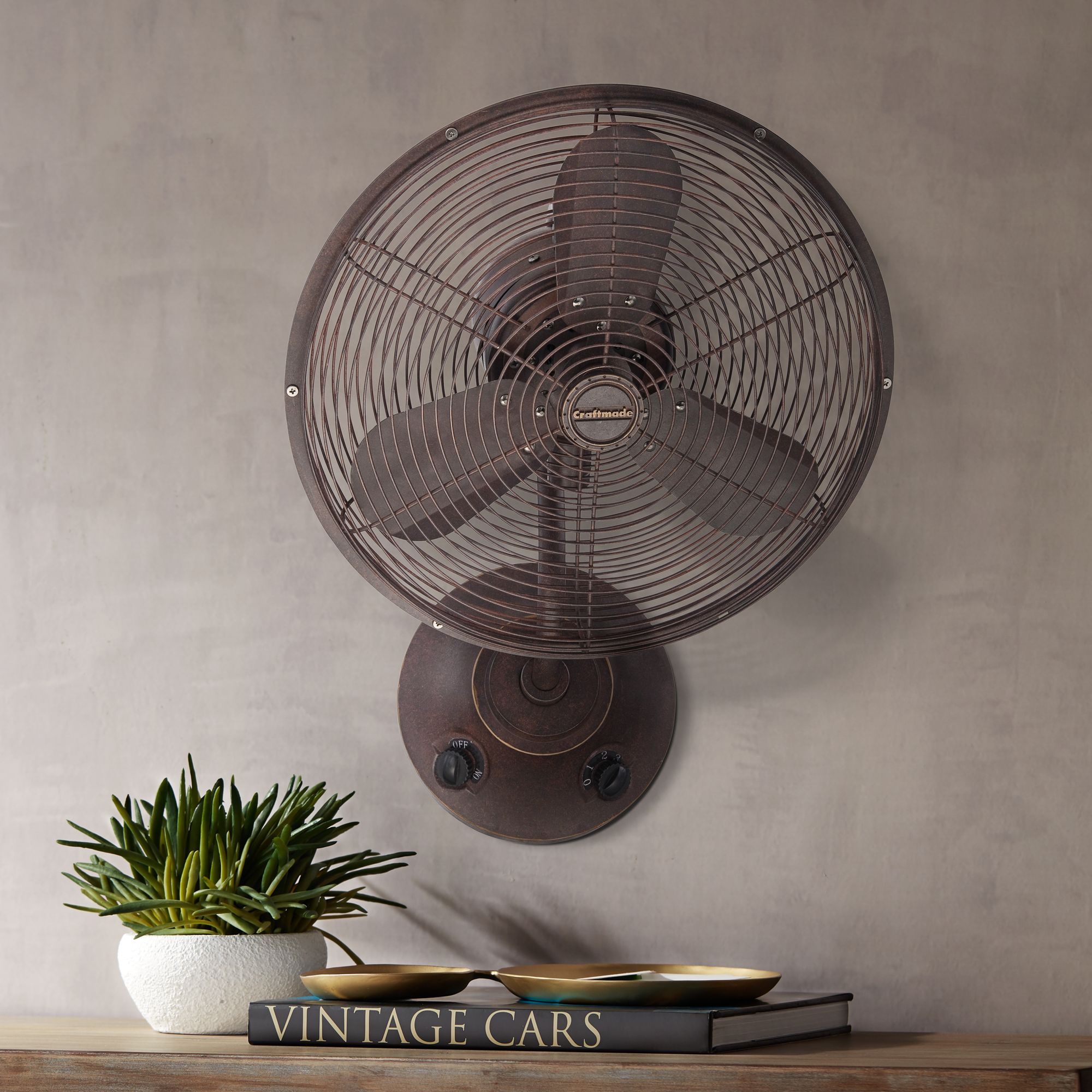 16" Craftmade Bellows I Aged Bronze Textured Damp Wall Fan