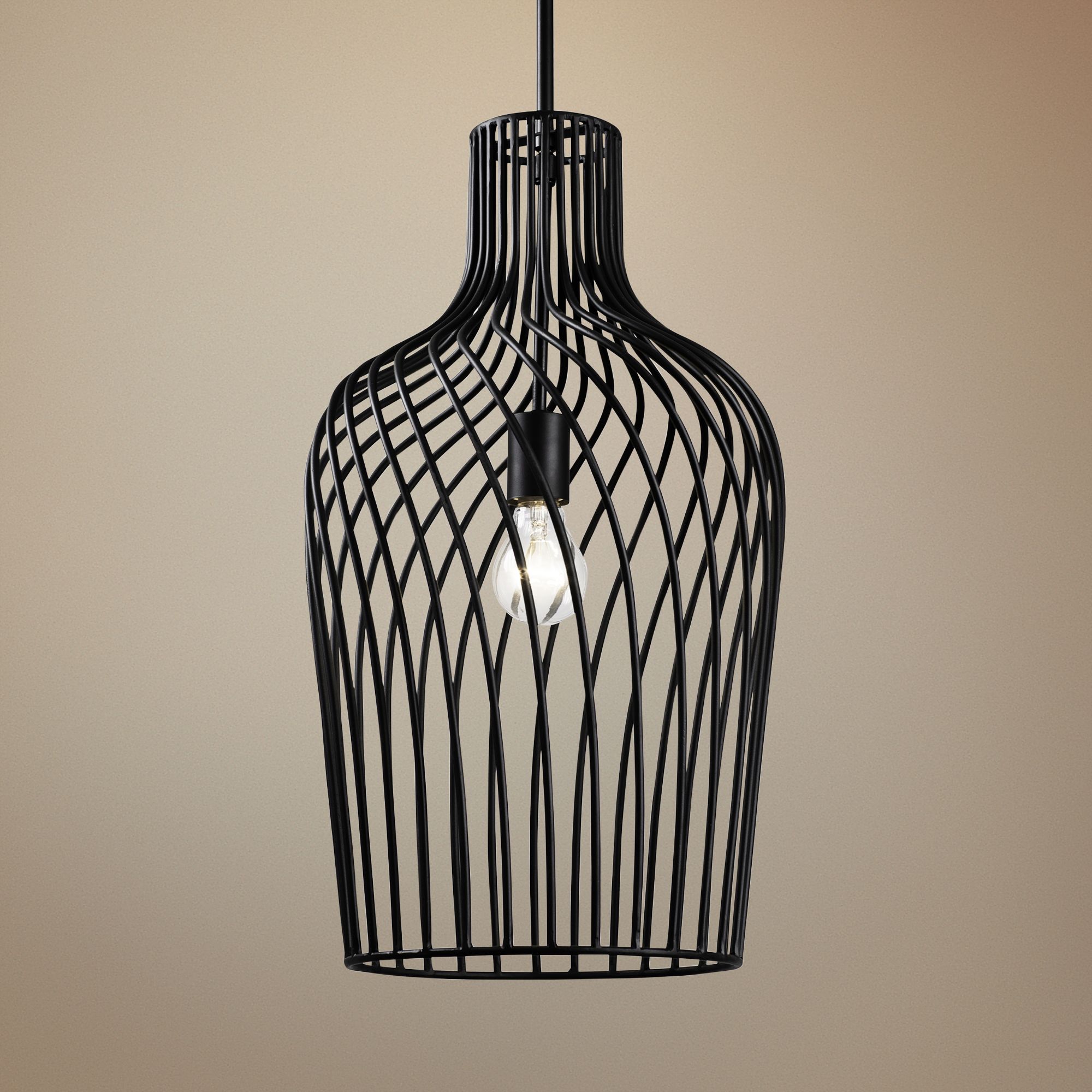 Varaluz Elsa 12" Wide Black Open Cage Mini Pendant