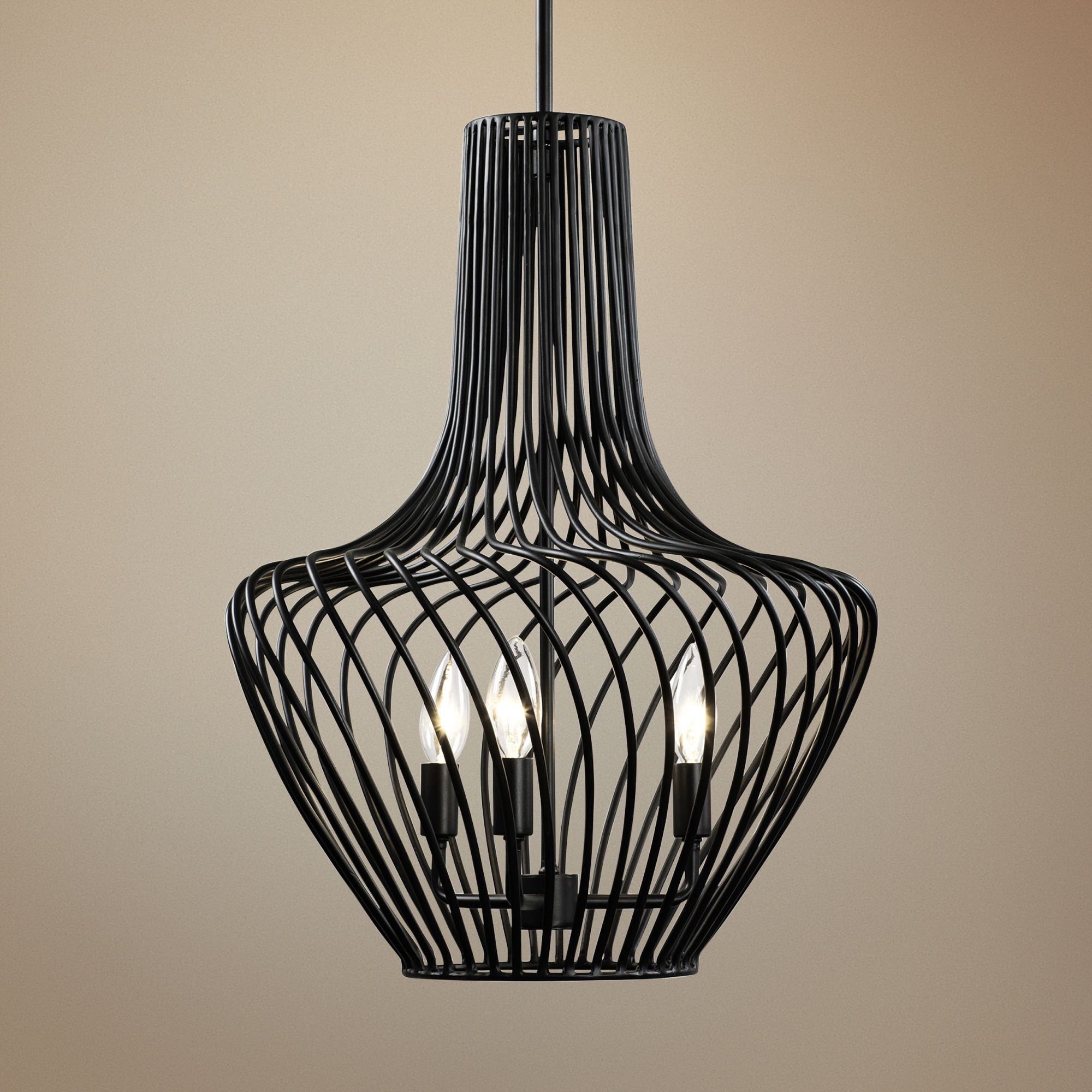 Varaluz Elsa 16" Wide Black 3-Light Genie Bottle Pendant