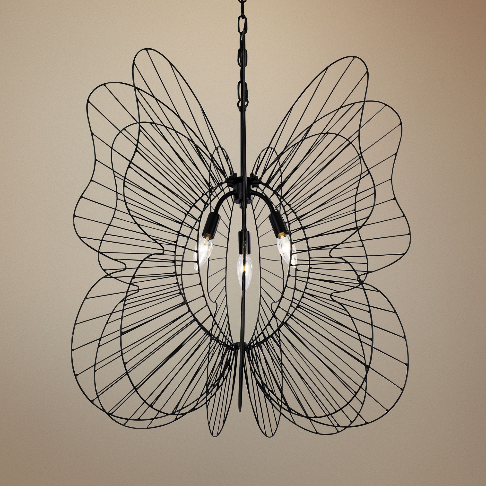 Varaluz Monarch 26" Wide Black 3-Light Butterfly Pendant