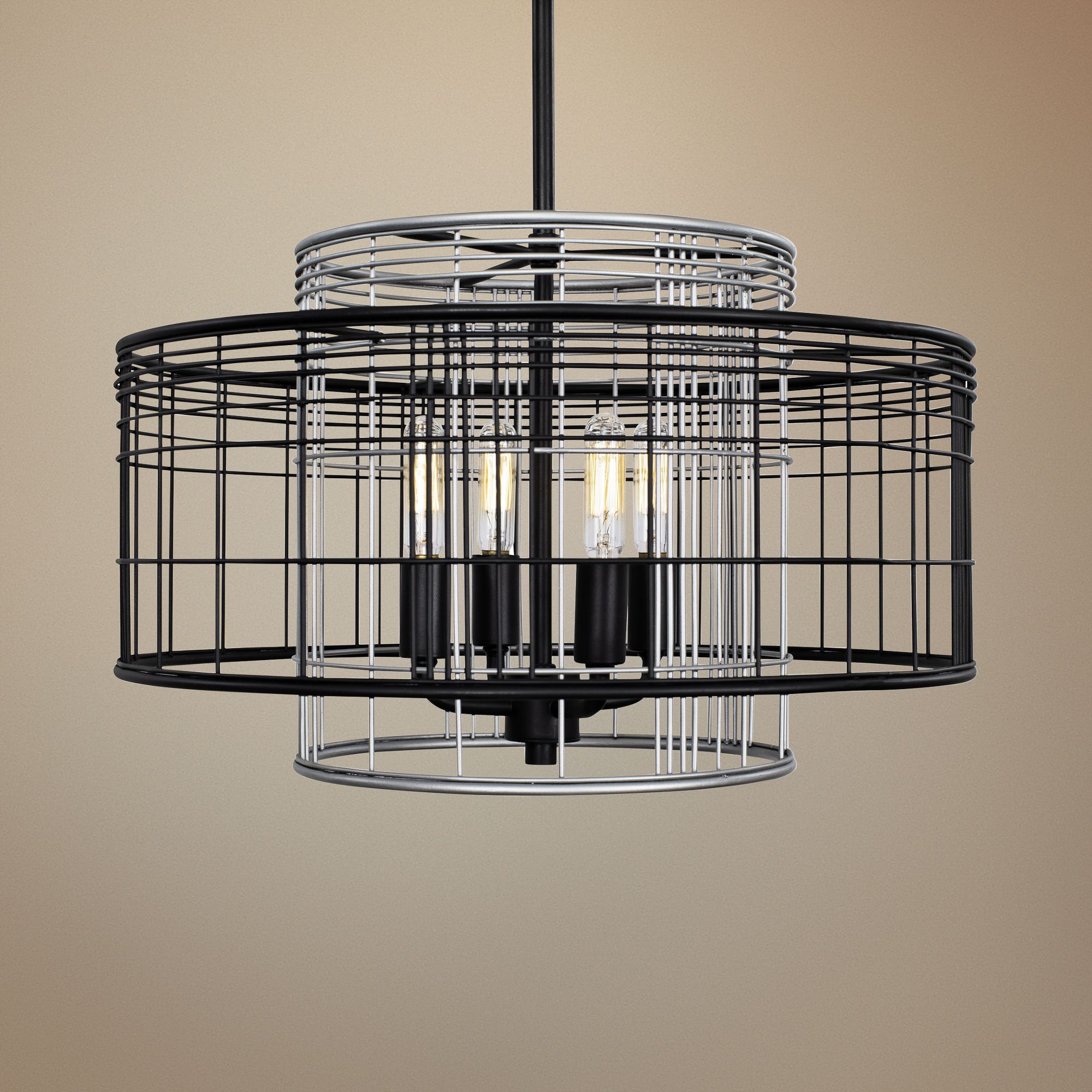 Vivienne 16 3/4" Wide Black and Gray 4-Light Round Pendant