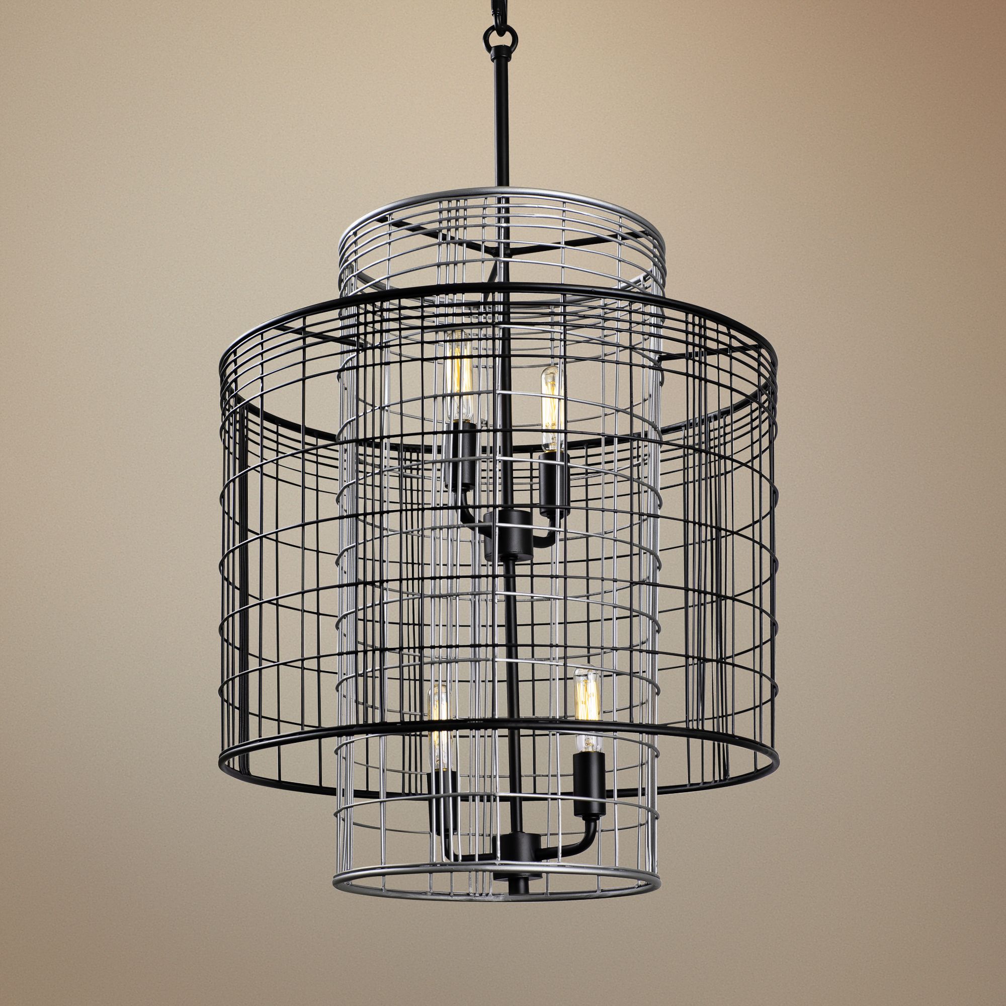 Vivienne 16 3/4" Wide Black and Gray 4-Light Tail Pendant