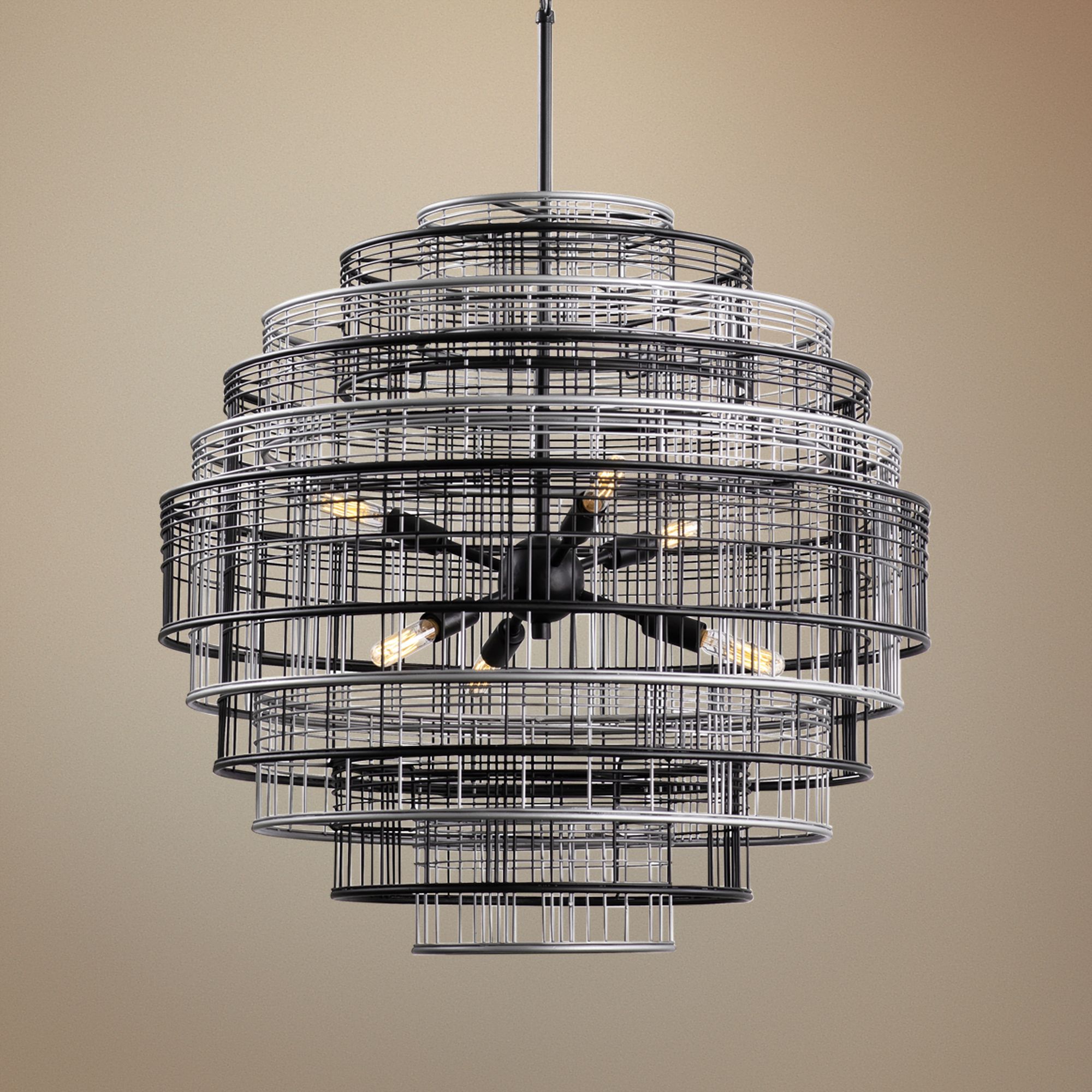 Varaluz Vivienne 24" Wide Black and Gray 6-Light Pendant