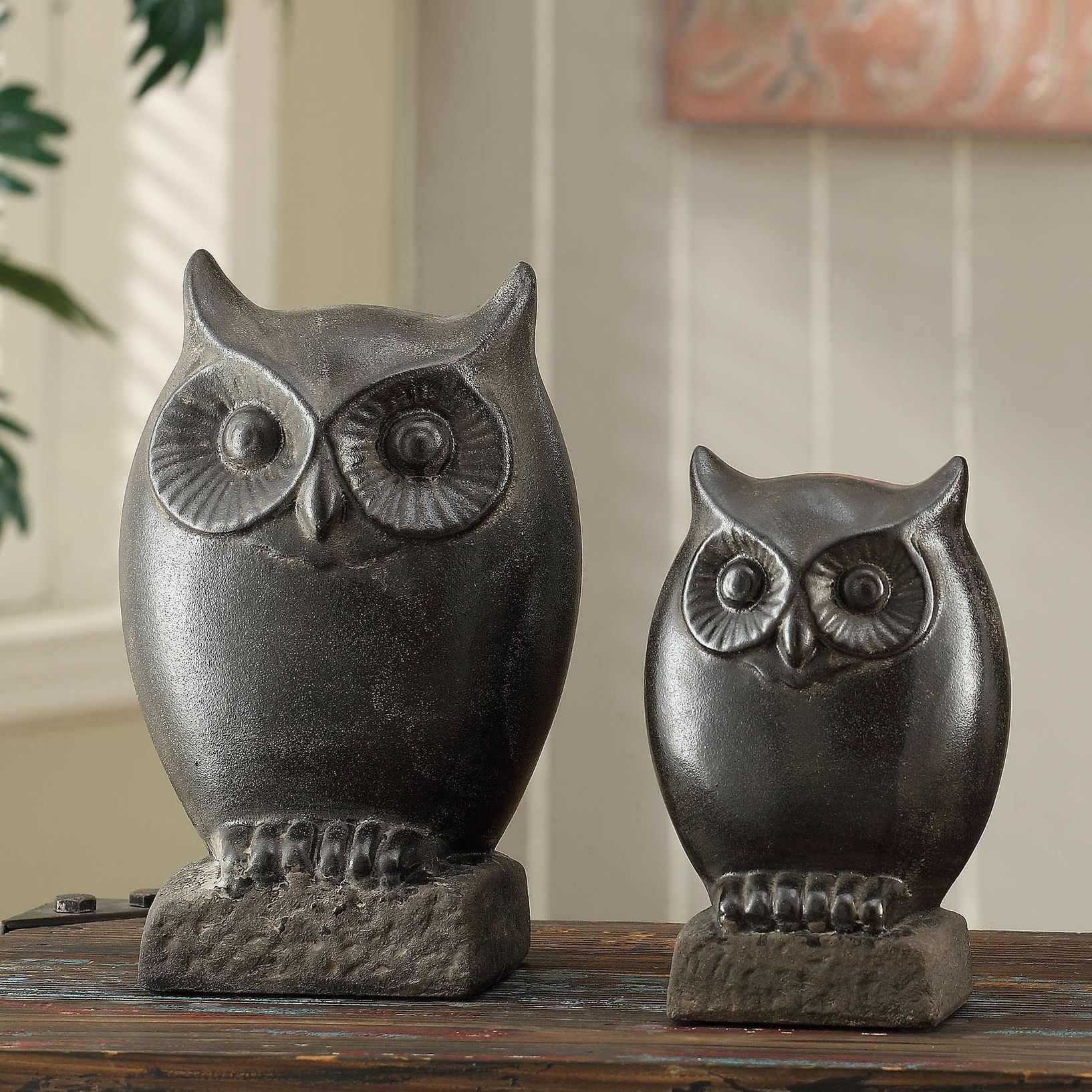 Crestview Collection Night Owl Dark Brown Figurines Set of 2
