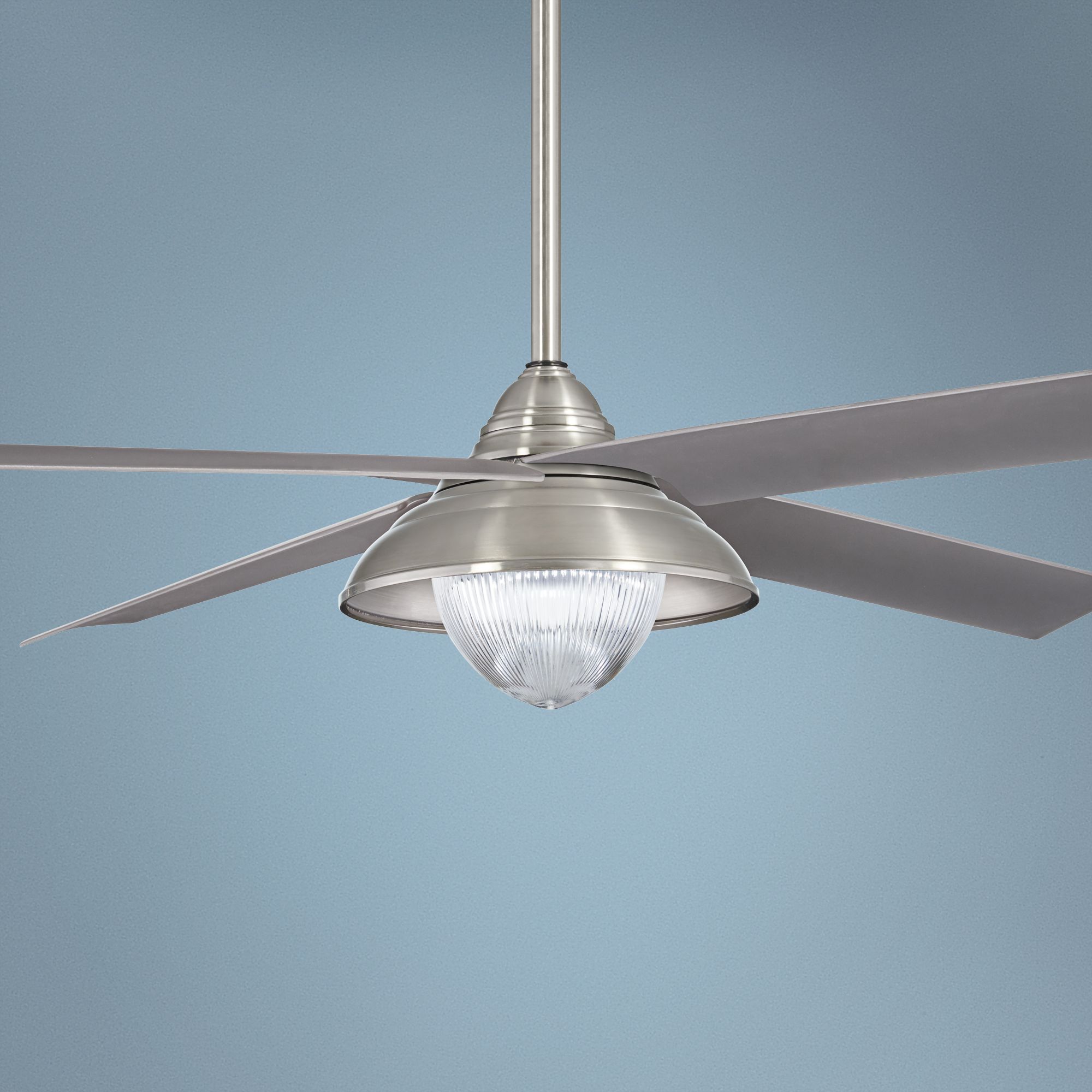 56" Minka Aire Shade Brushed Nickel LED Outdoor Ceiling Fan 74X37
