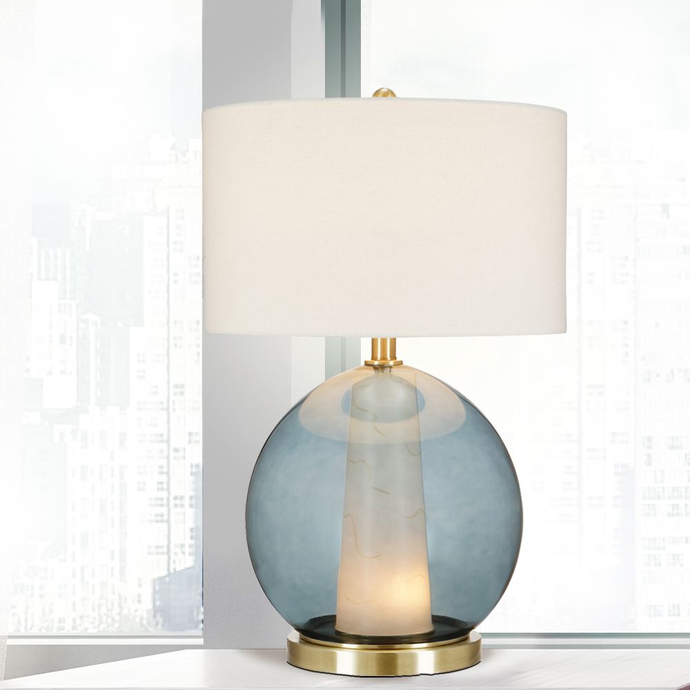 Orla Argean Blue Hue Sphere LED Table Lamp with Nightlight