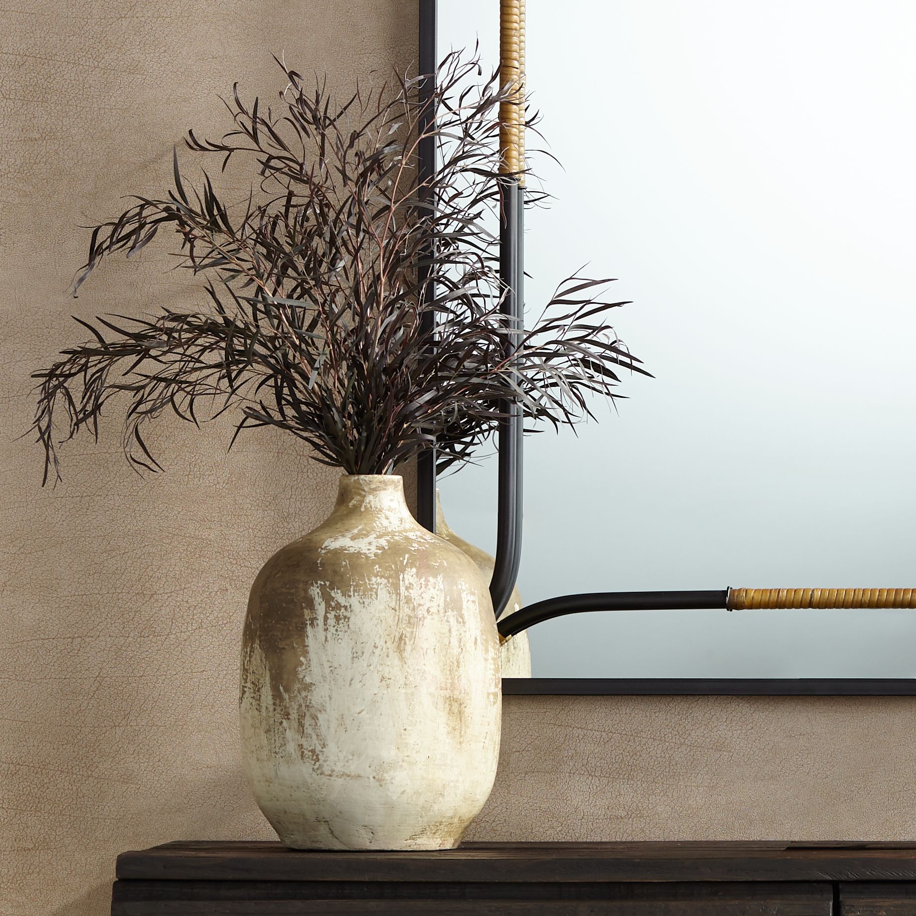 Brown and Natural 13" High Antique Terracotta Vase