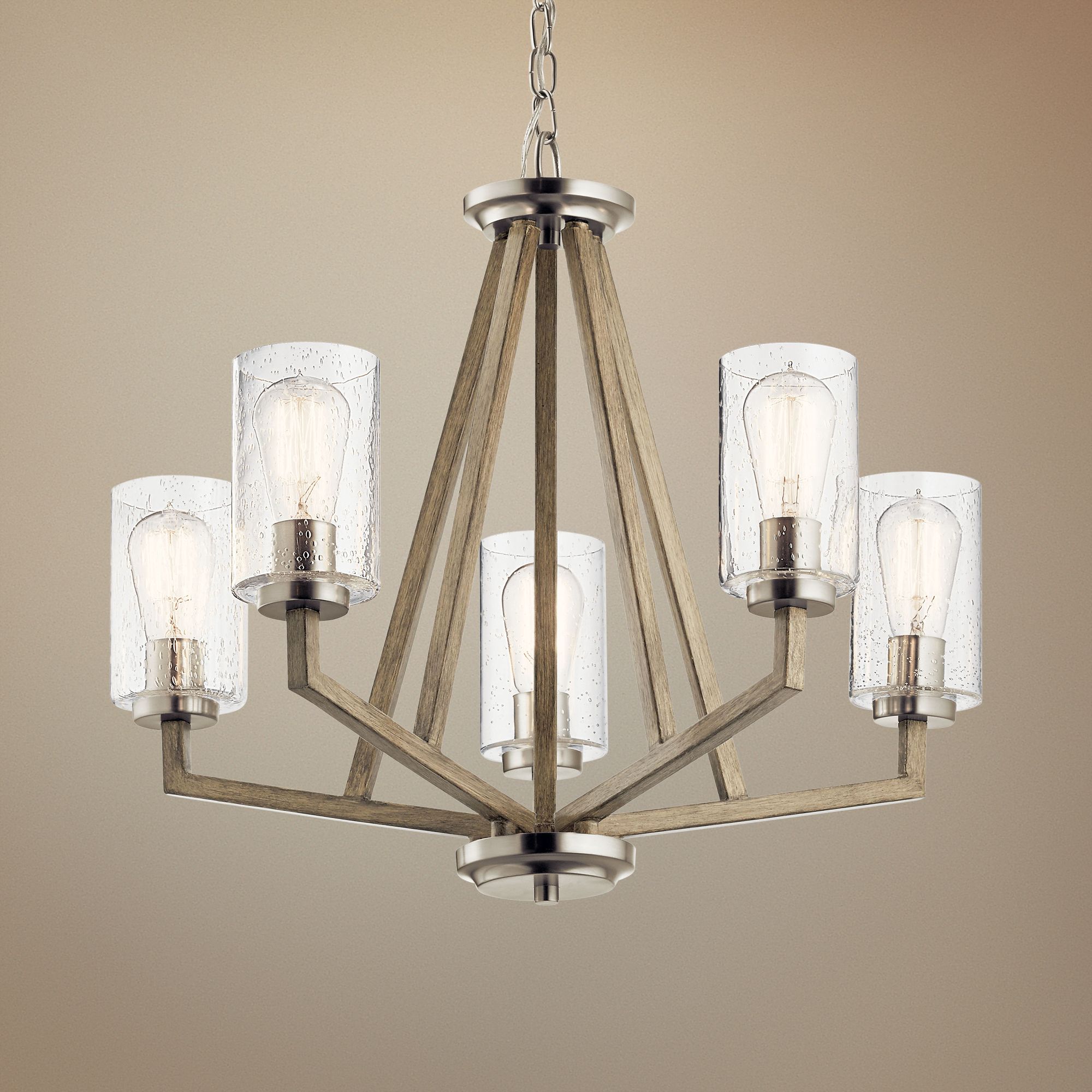 Deryn 24" Wide Distressed Antique Gray 5-Light Chandelier