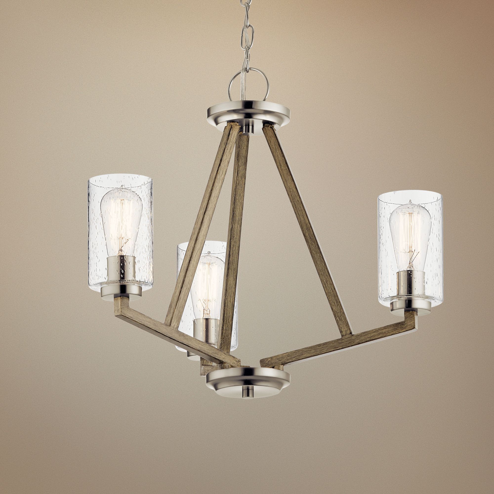 Deryn 22" Wide Distressed Antique Gray 3-Light Chandelier