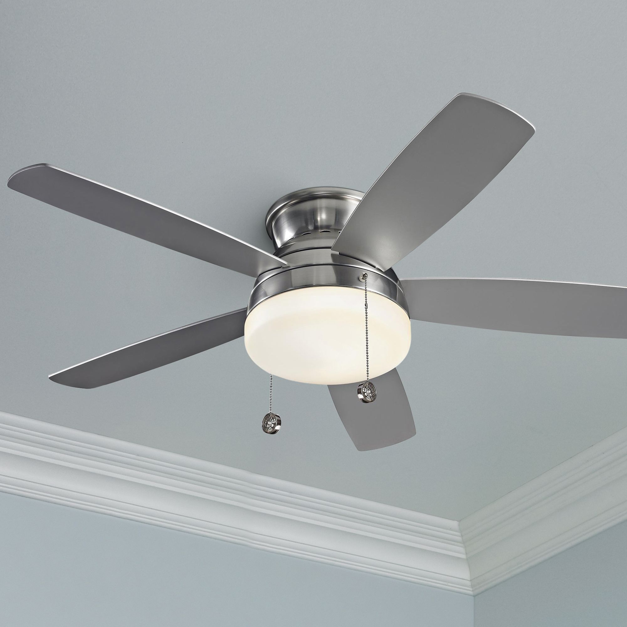 52 Monte Carlo Traverse Brushed Steel Led Ceiling Fan 75f15