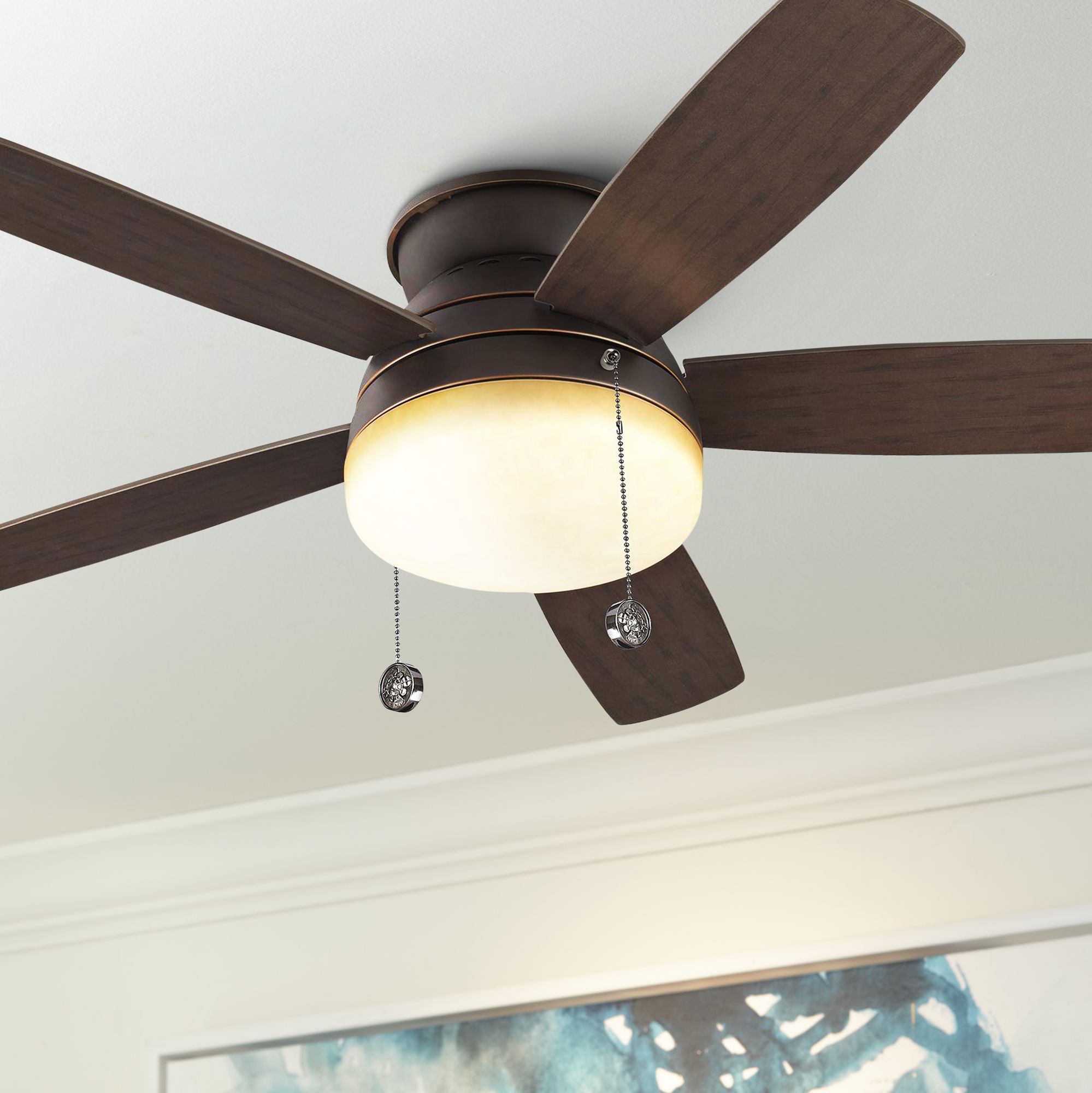 52" Monte Carlo Traverse Roman Bronze LED Hugger Ceiling Fan 75F40