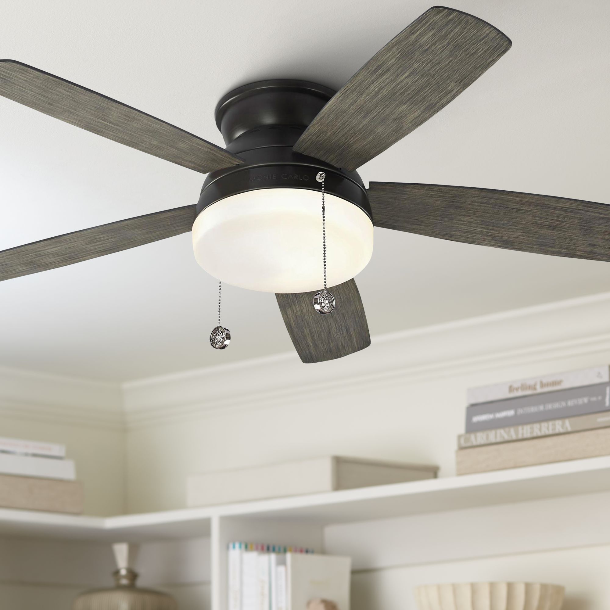 52 Monte Carlo Traverse Aged Pewter Led Hugger Ceiling Fan