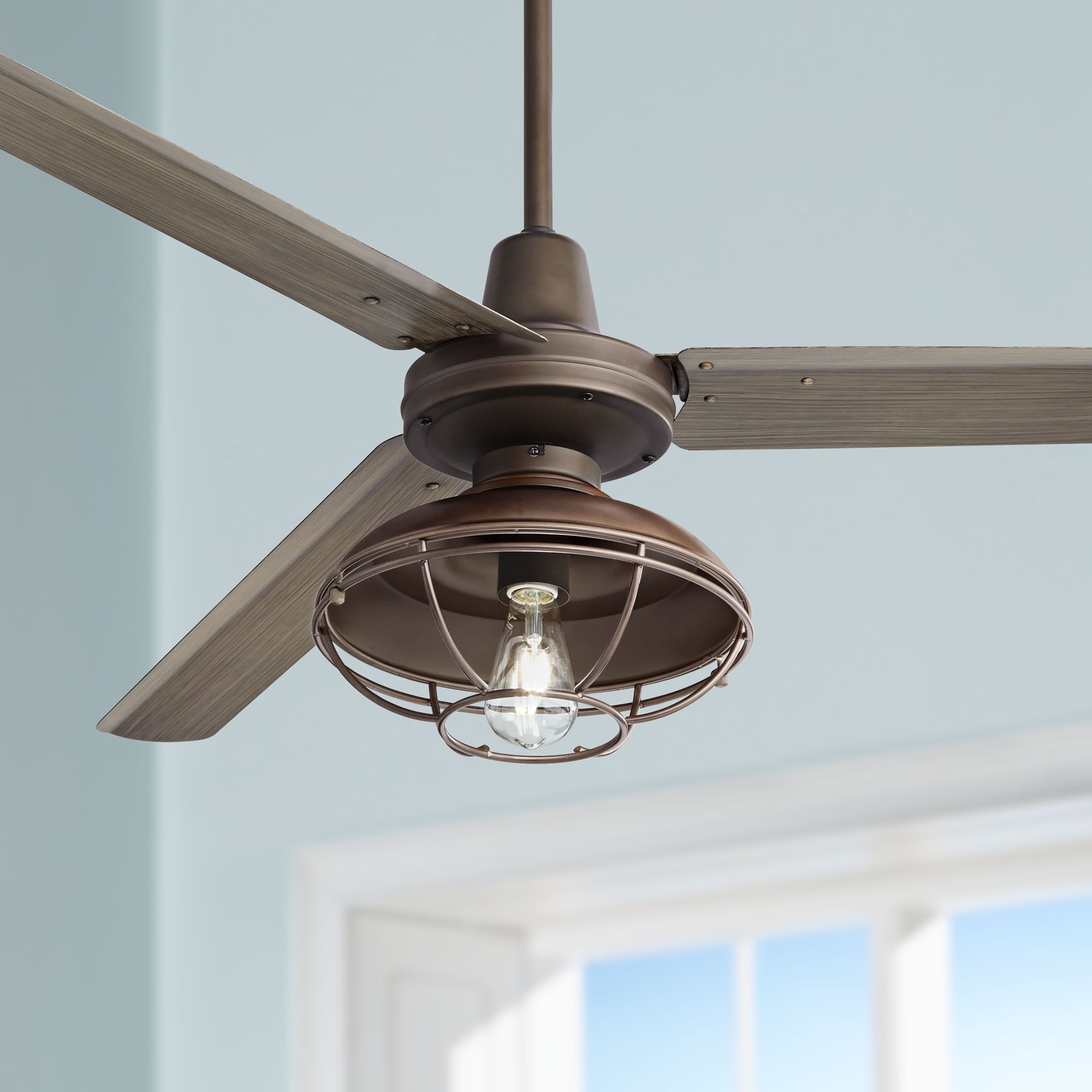 60" Turbina Bronze Light Wood Franklin Park LED Ceiling Fan