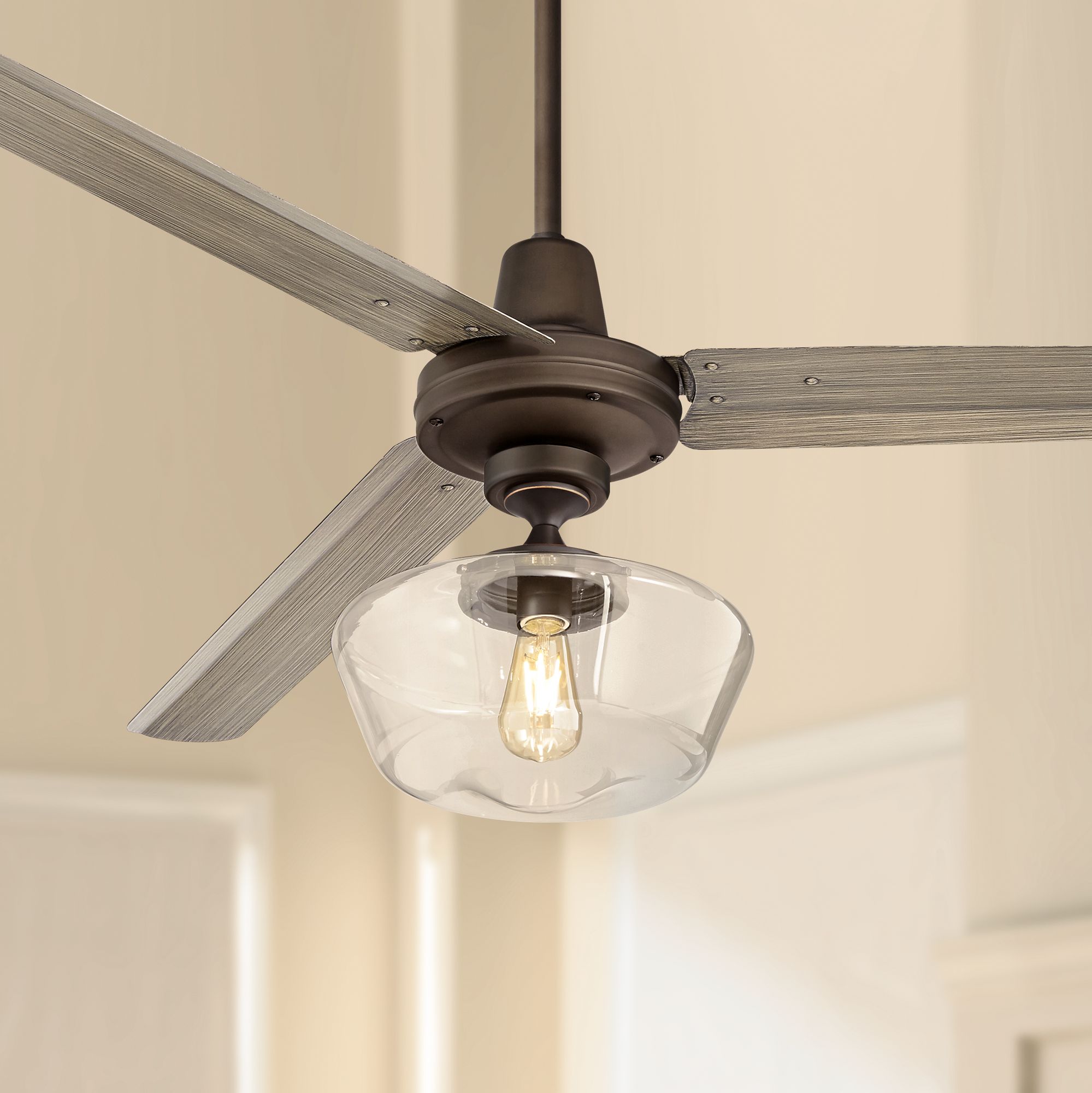 60 Turbina Ac Bronze Light Wood Schoolhouse Led Ceiling Fan