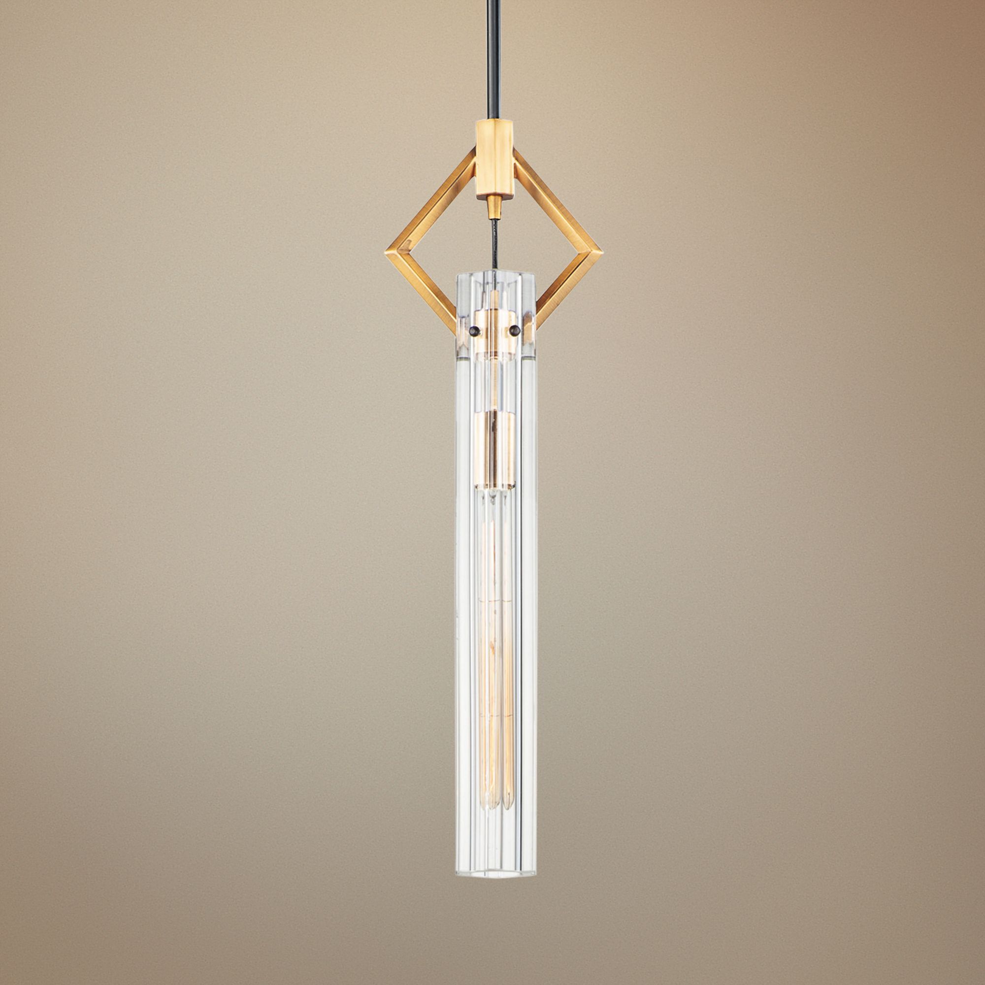 Flambeau 3" Wide Black and Antique Brass Mini Pendant Light