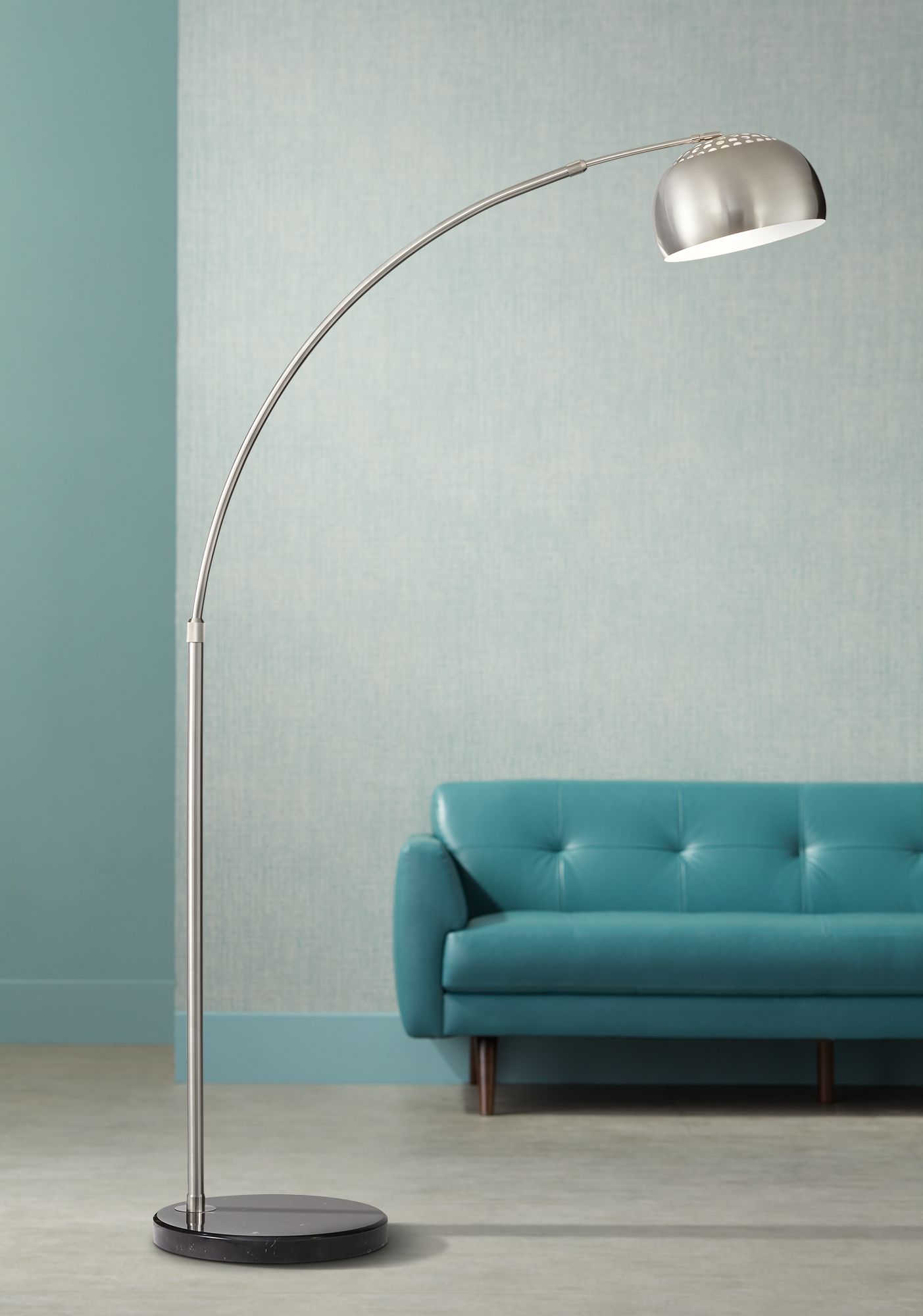 Farralone Satin Nickel Adjustable Arc Floor Lamp