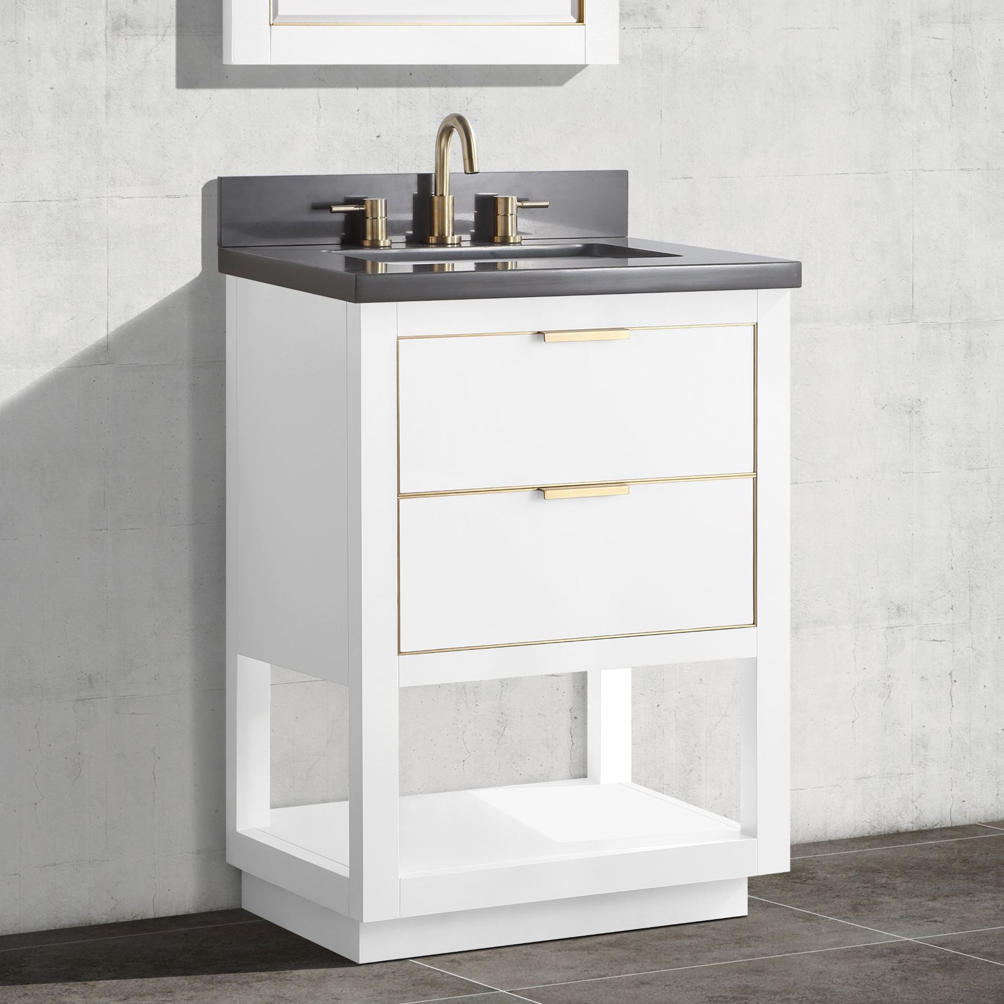 Allie 25" Wide White with Gray Quartz Single Sink Vanity