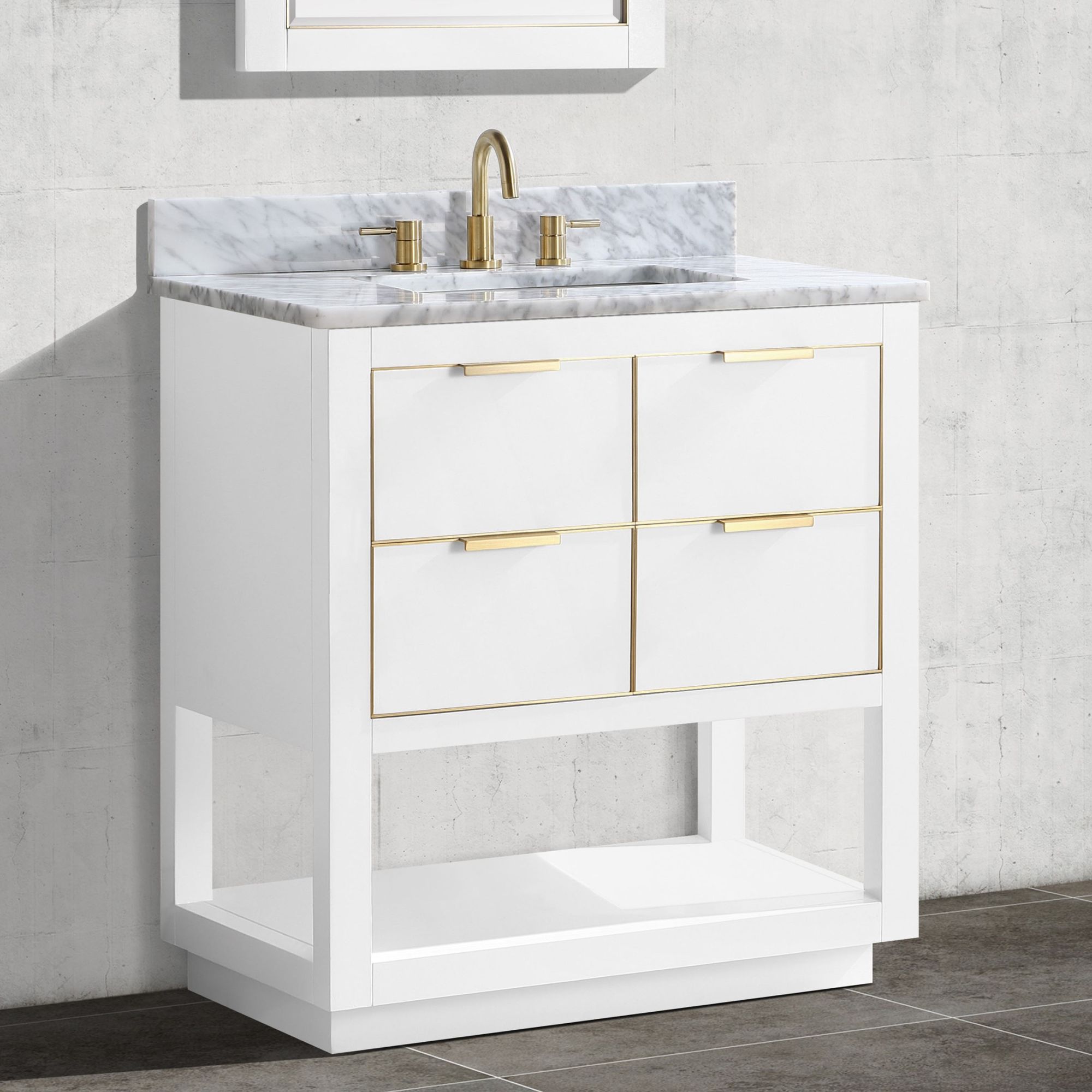 Allie 31" Wide White with Carrara Marble Single Sink Vanity