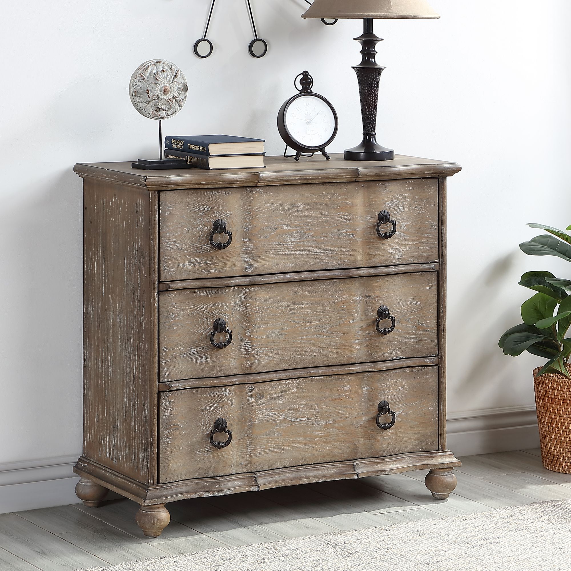 Bronte 35" Wide Light Brown 3-Drawer Wood Accent Chest