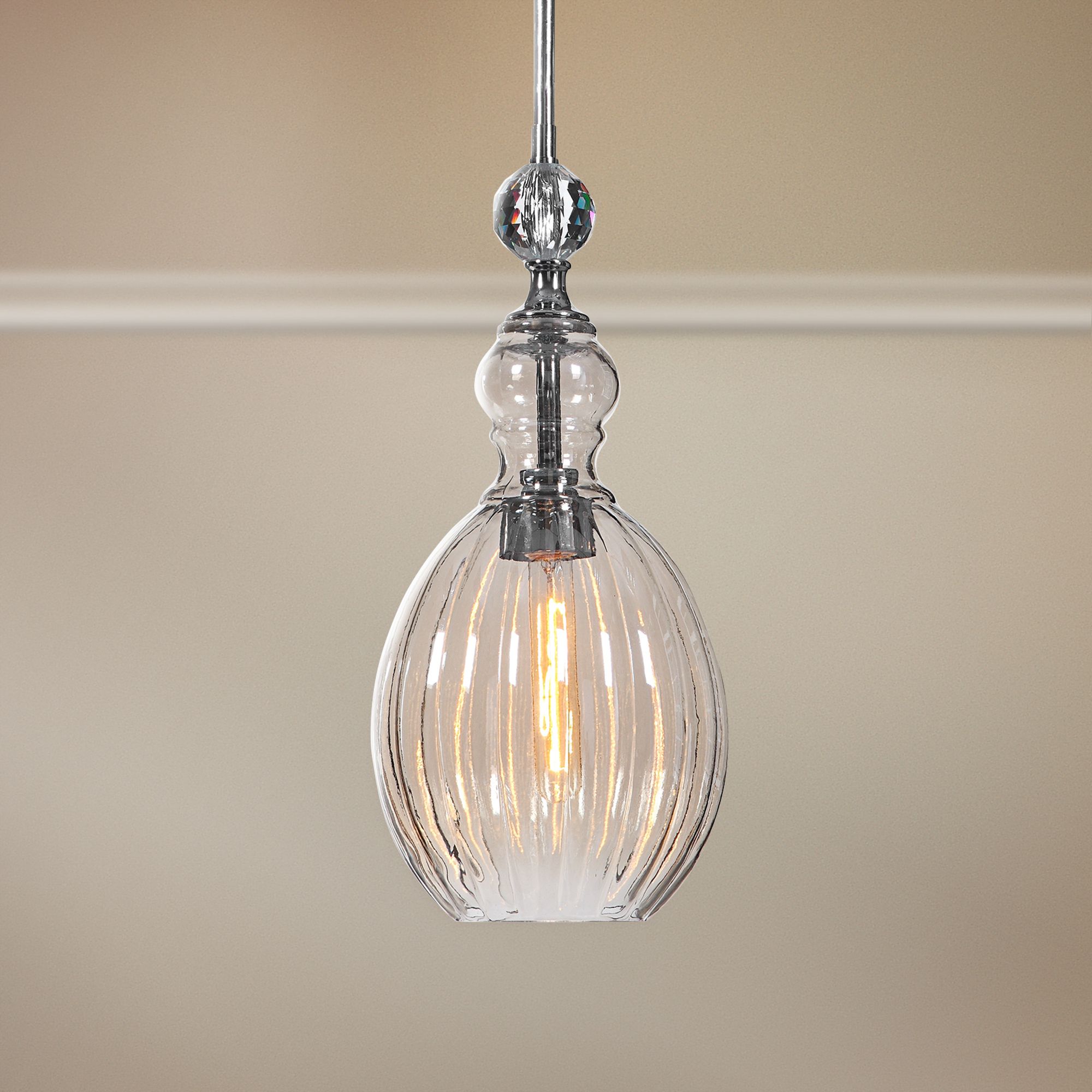 GiGi 9" Wide Nickel Silver and Glass Mini Pendant Light