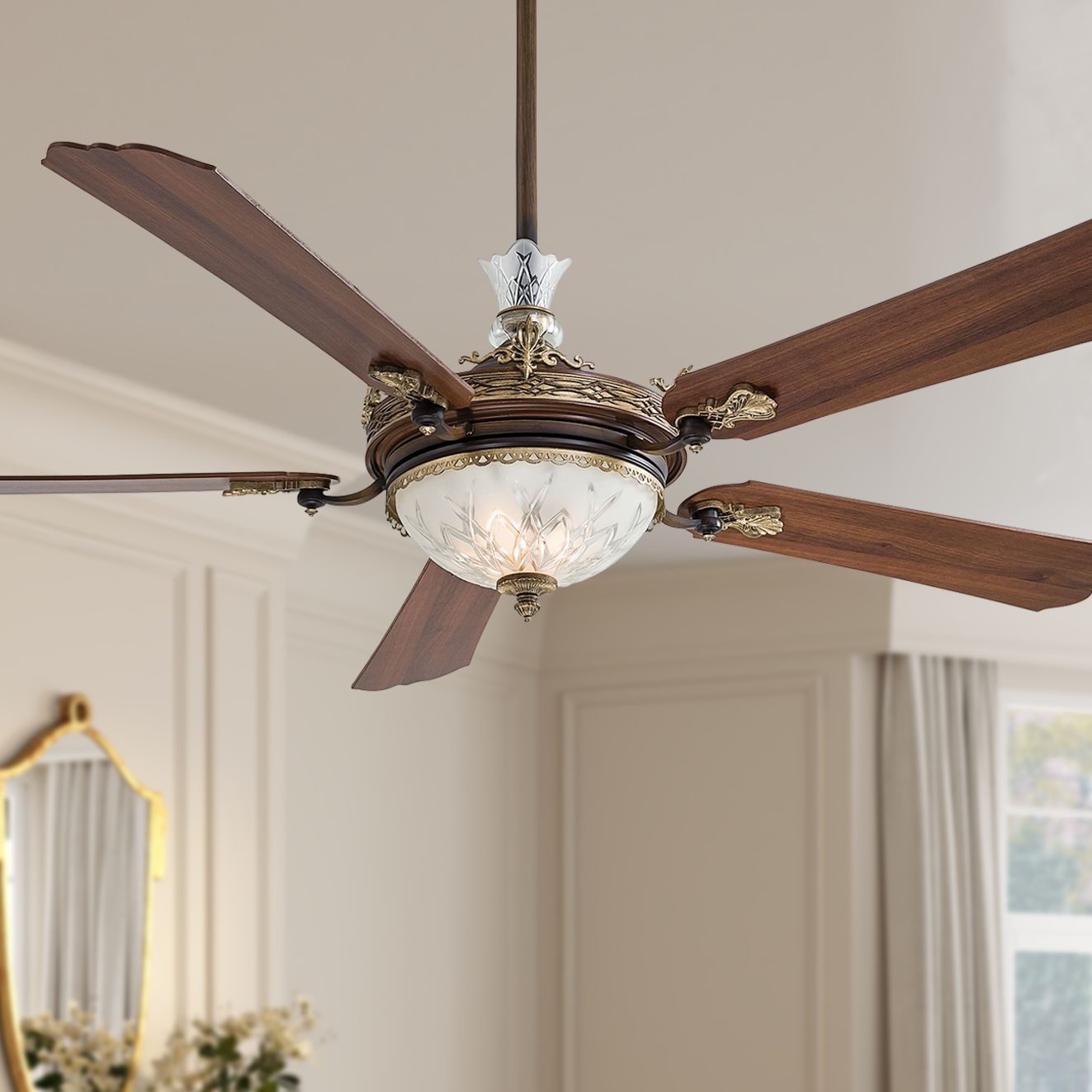 68" Minka Aire Cristafano Belcaro Walnut LED Ceiling Fan
