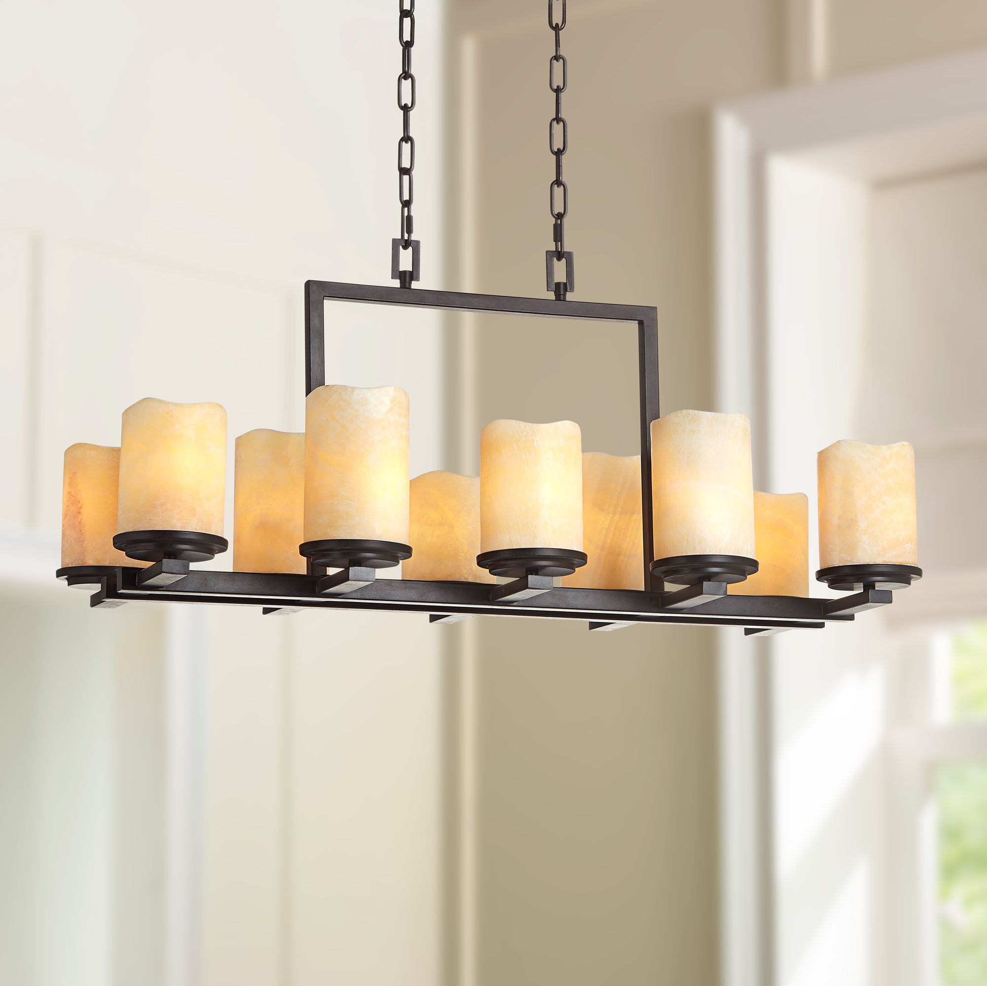 Luminous Rustic Ebony Finish 10-Light 37" Wide Chandelier