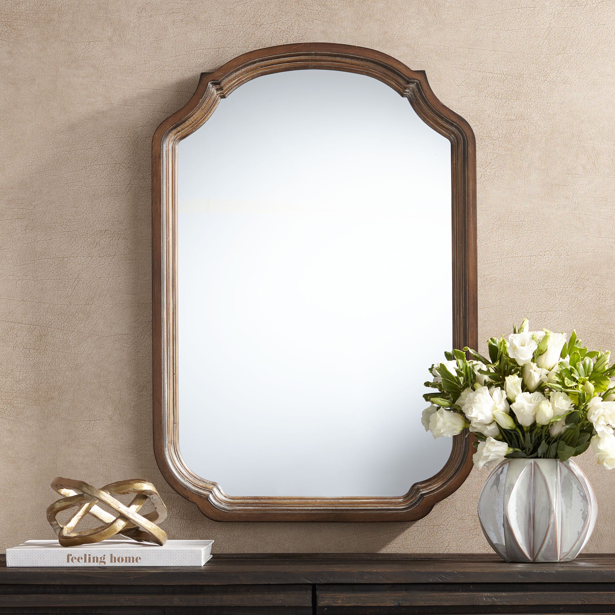 Canton Bronze 21 1/4" x 31 3/4" Crown Top Wall Mirror