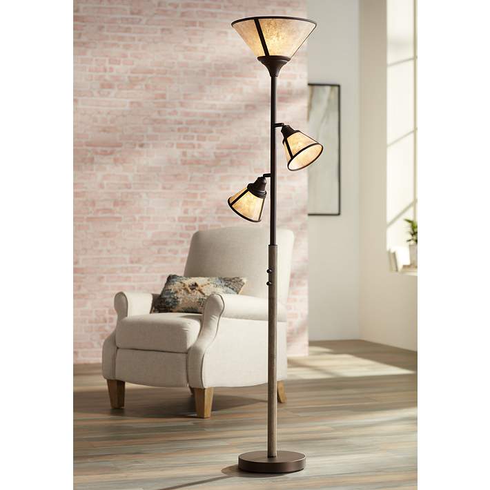 Plymouth Bronze Mica Shade Torchiere, Mica Torchiere Floor Lamps