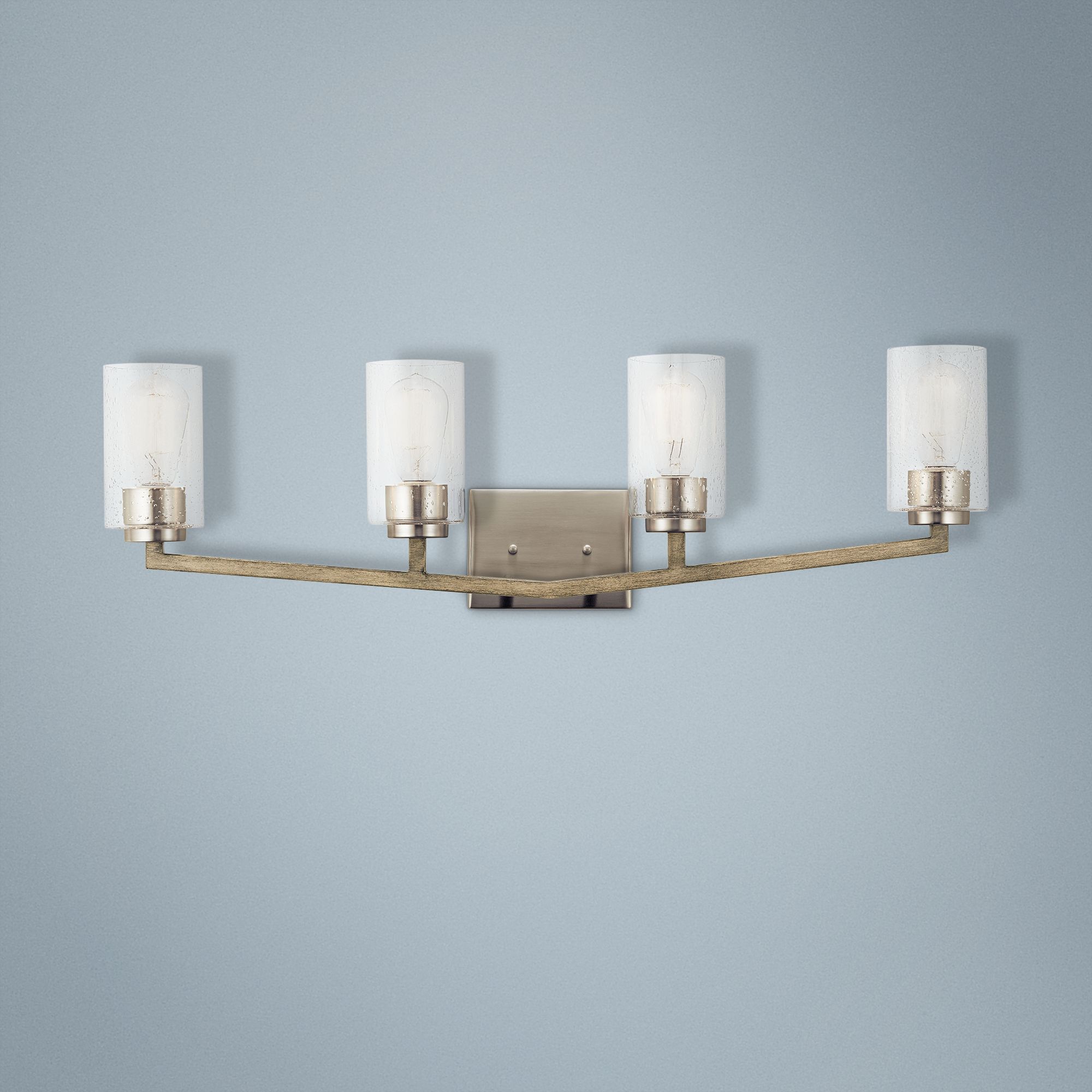 Deryn 32" Wide Distressed Antique Gray 4-Light Bath Light