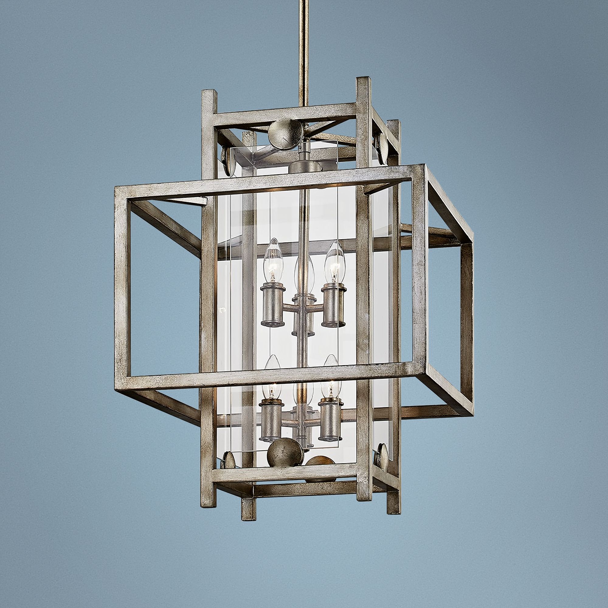 Crosby 18" Wide Antique Silver Leaf Pendant Light 