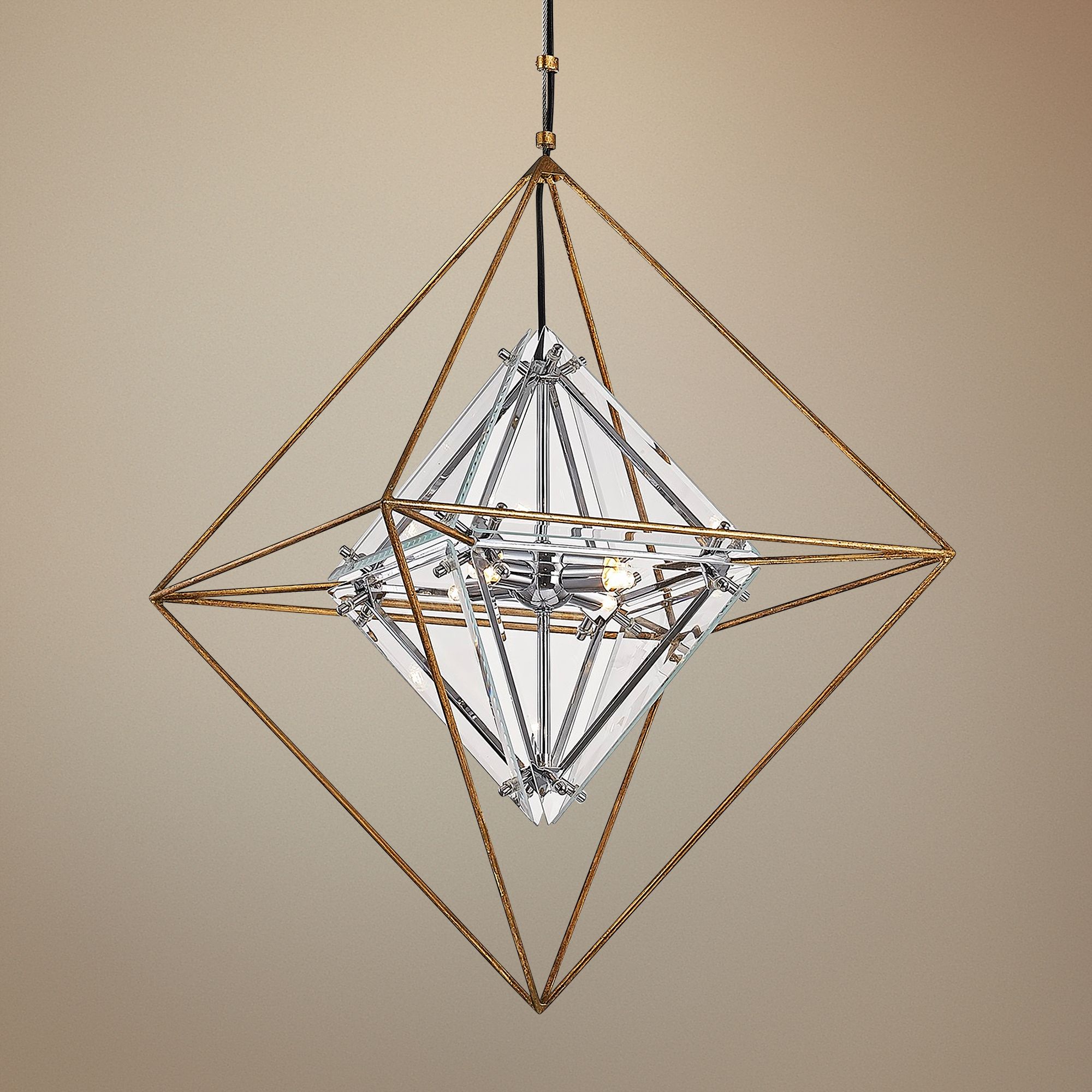 Epic 18" Wide Gold Leaf Diamond Pendant Light 