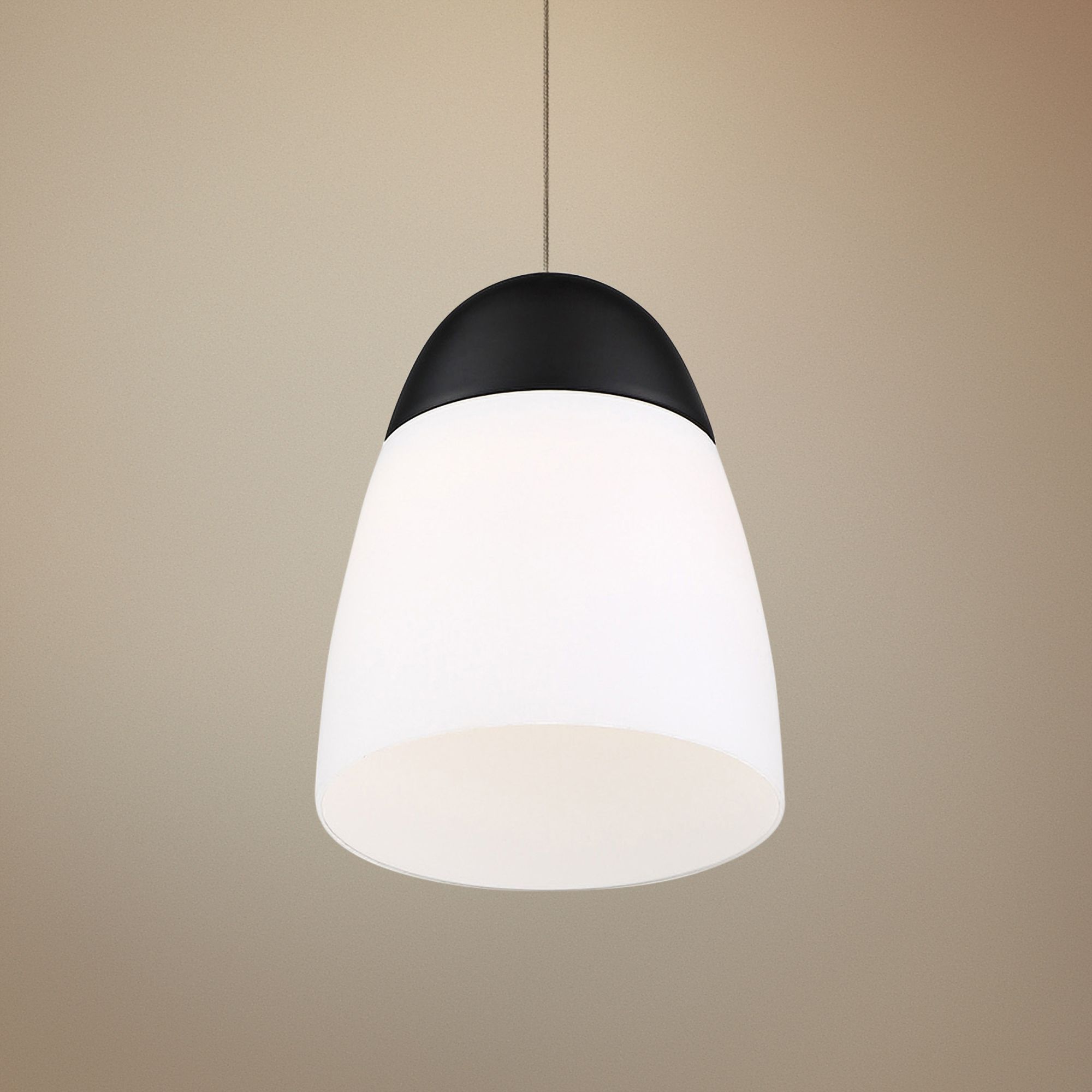 dweLED Dimple 7" Wide Black and White LED Mini Pendant