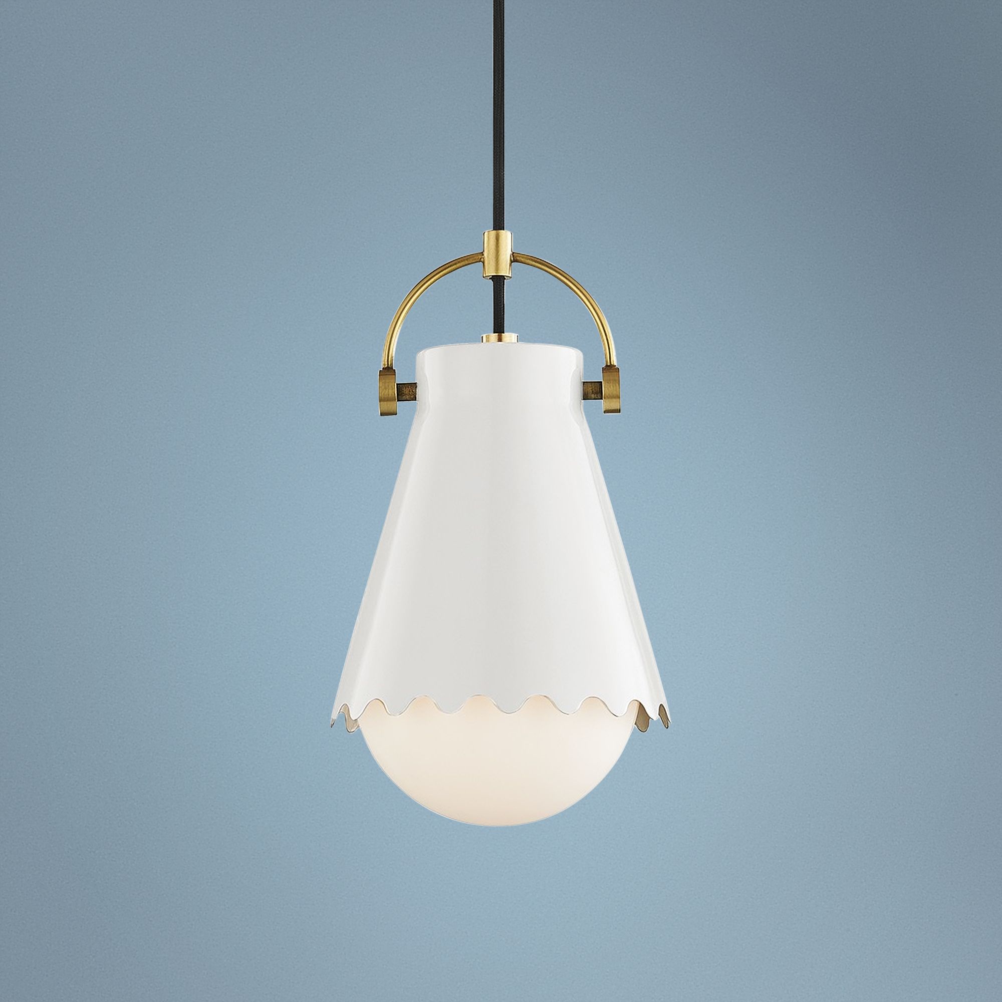 Mitzi Lauryn 7" Wide Aged Brass and White Mini Pendant Light