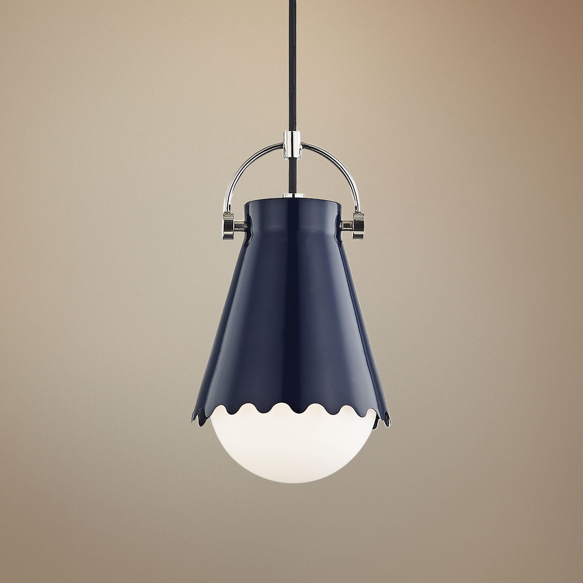 Mitzi Lauryn 7"W Polished Nickel and Navy Mini Pendant Light
