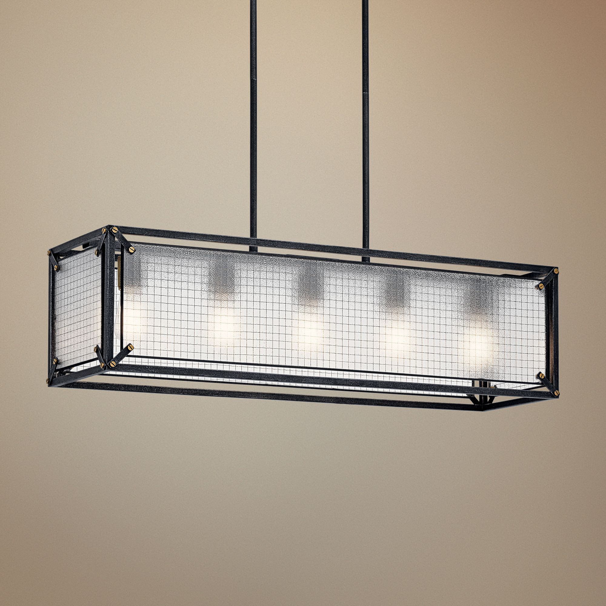 Steel 36 1/2"W Distressed Black Kitchen Island Light Pendant 76M38