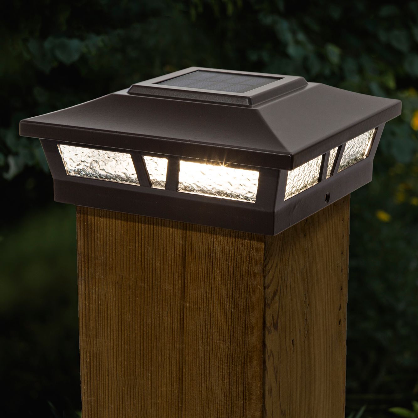 Oxford 6"x6" Brown Aluminum Outdoor LED Solar Post Cap 76Y01 Lamps