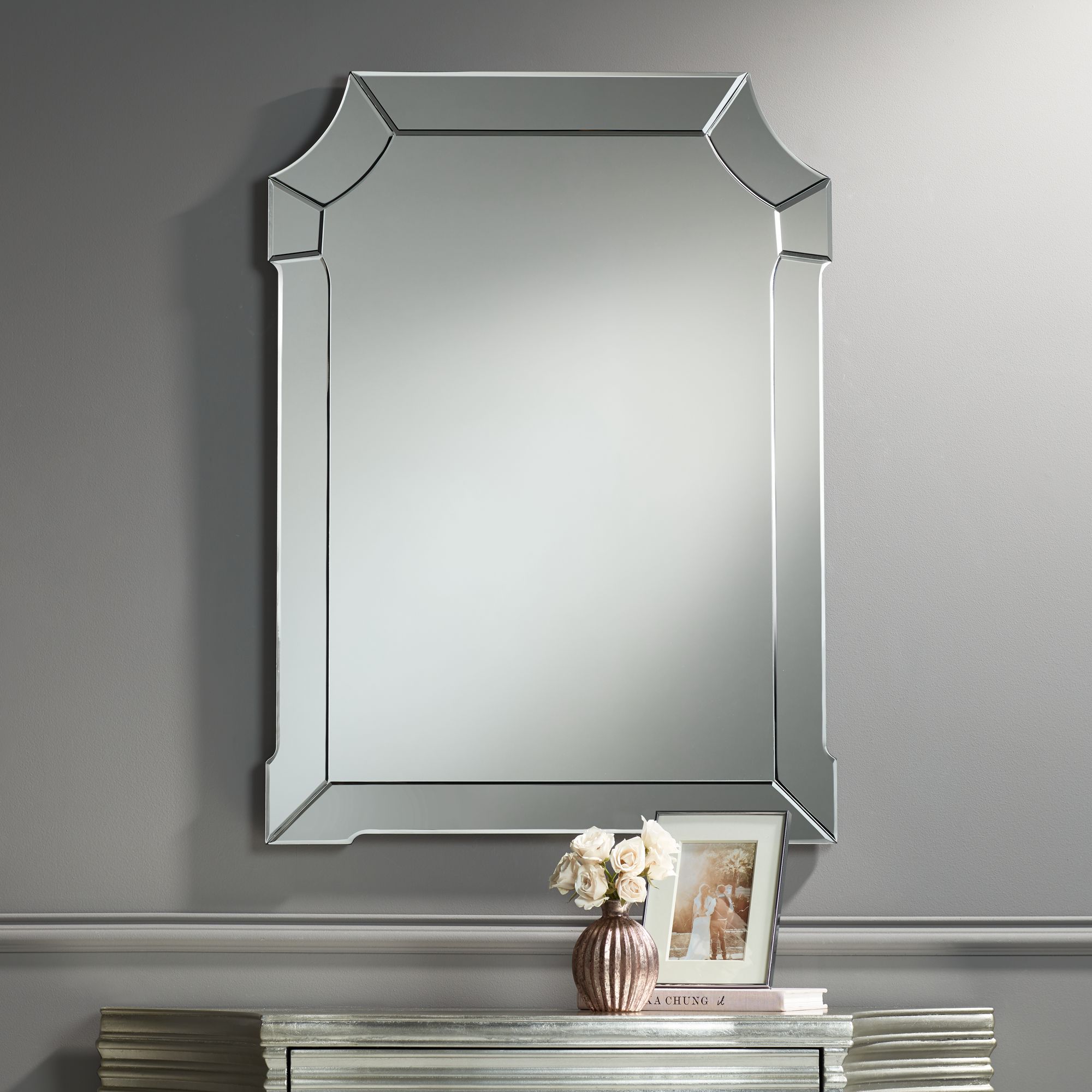 Possini Euro Aki 26" x 35 1/2" Cut Corner Wall Mirror